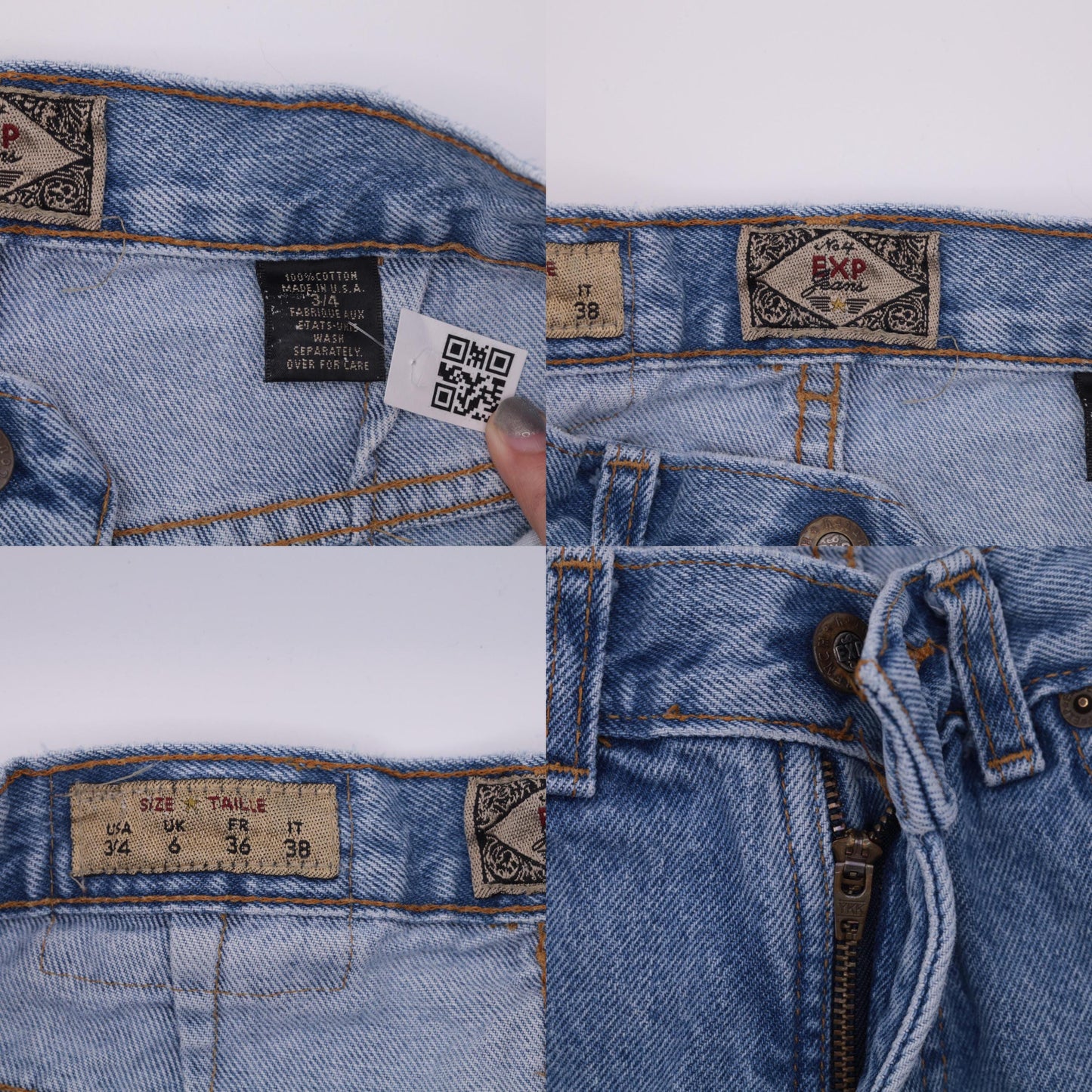 90s Express High Rise Slim Straight Jeans Blue Denim Small 3/4