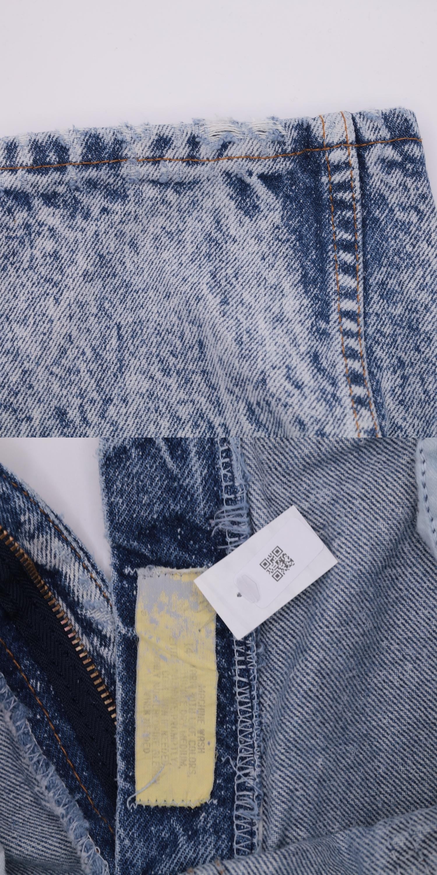 80s Acid Wash High-Waist Tapered Jeans Blue Denim Size 14