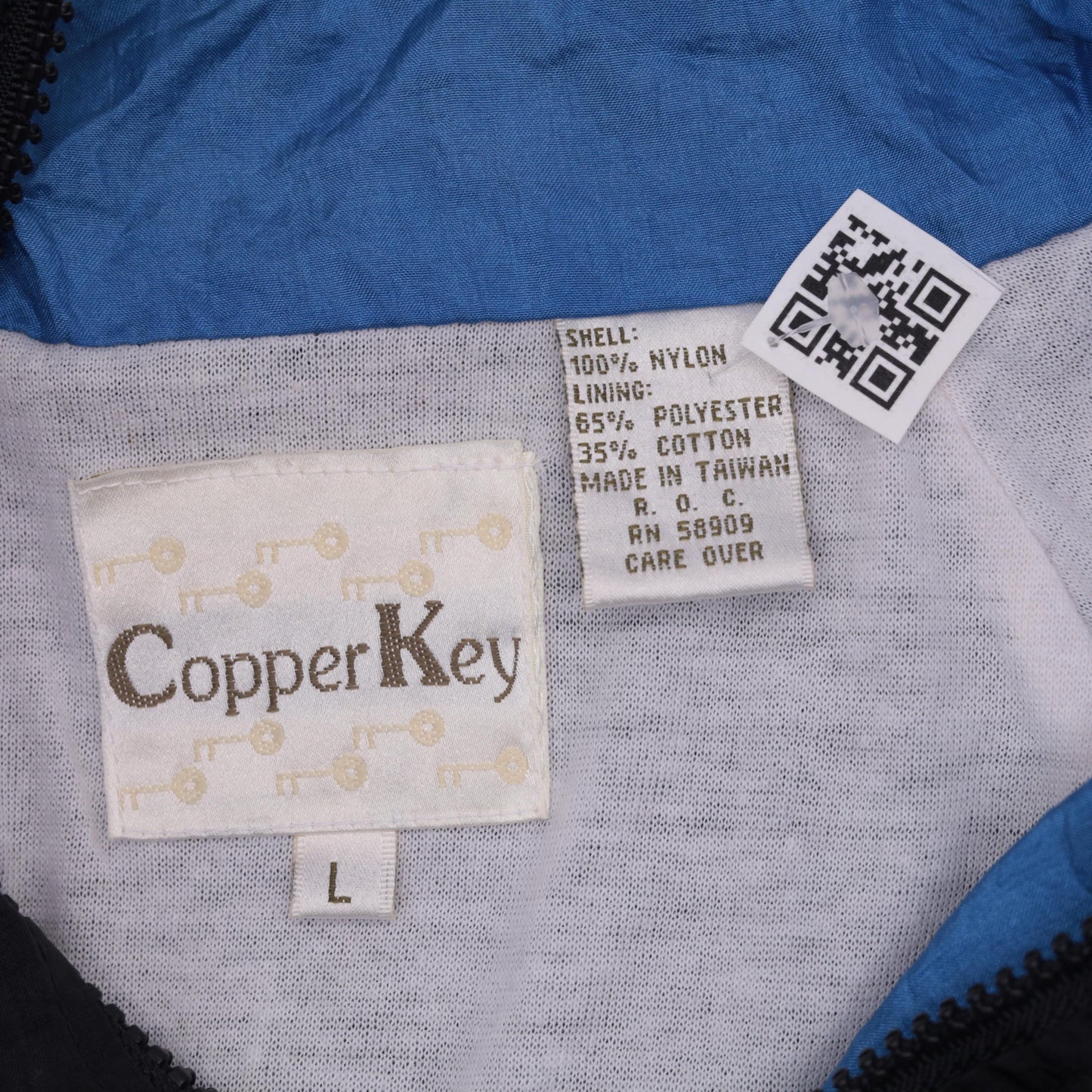 90s Copper Key Windbreaker Black Red Blue Color Block Raglan Large L