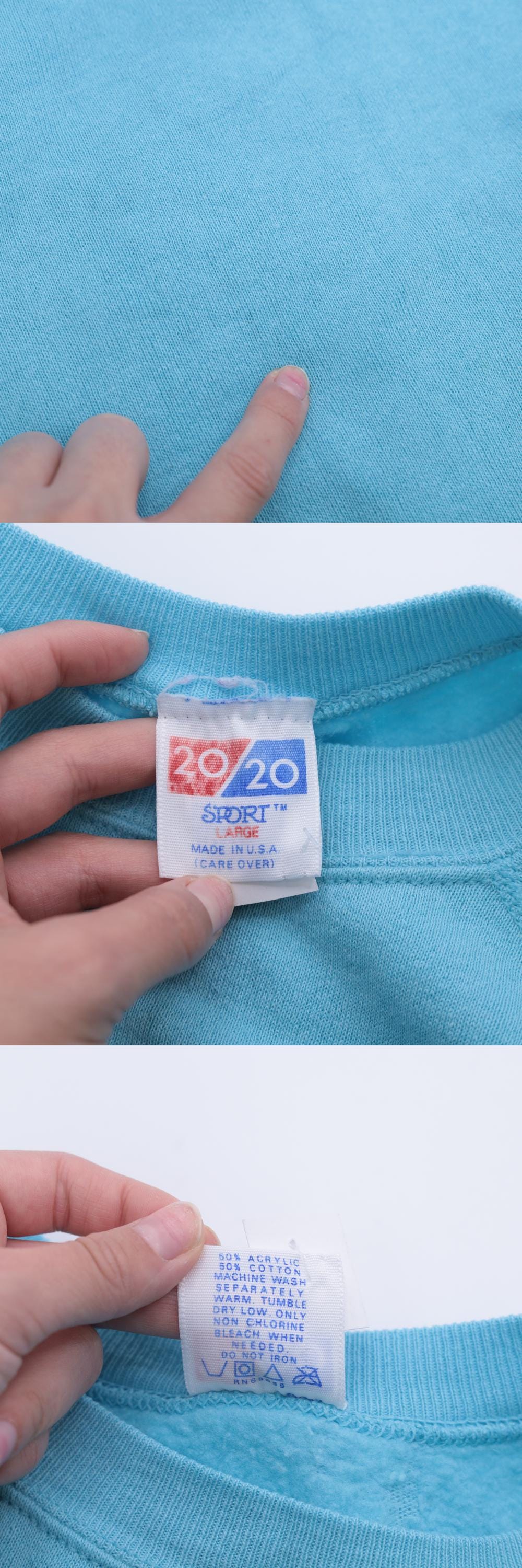 90s Blue Sheep Embroidered Sweatshirt Raglan Crewneck Medium Large
