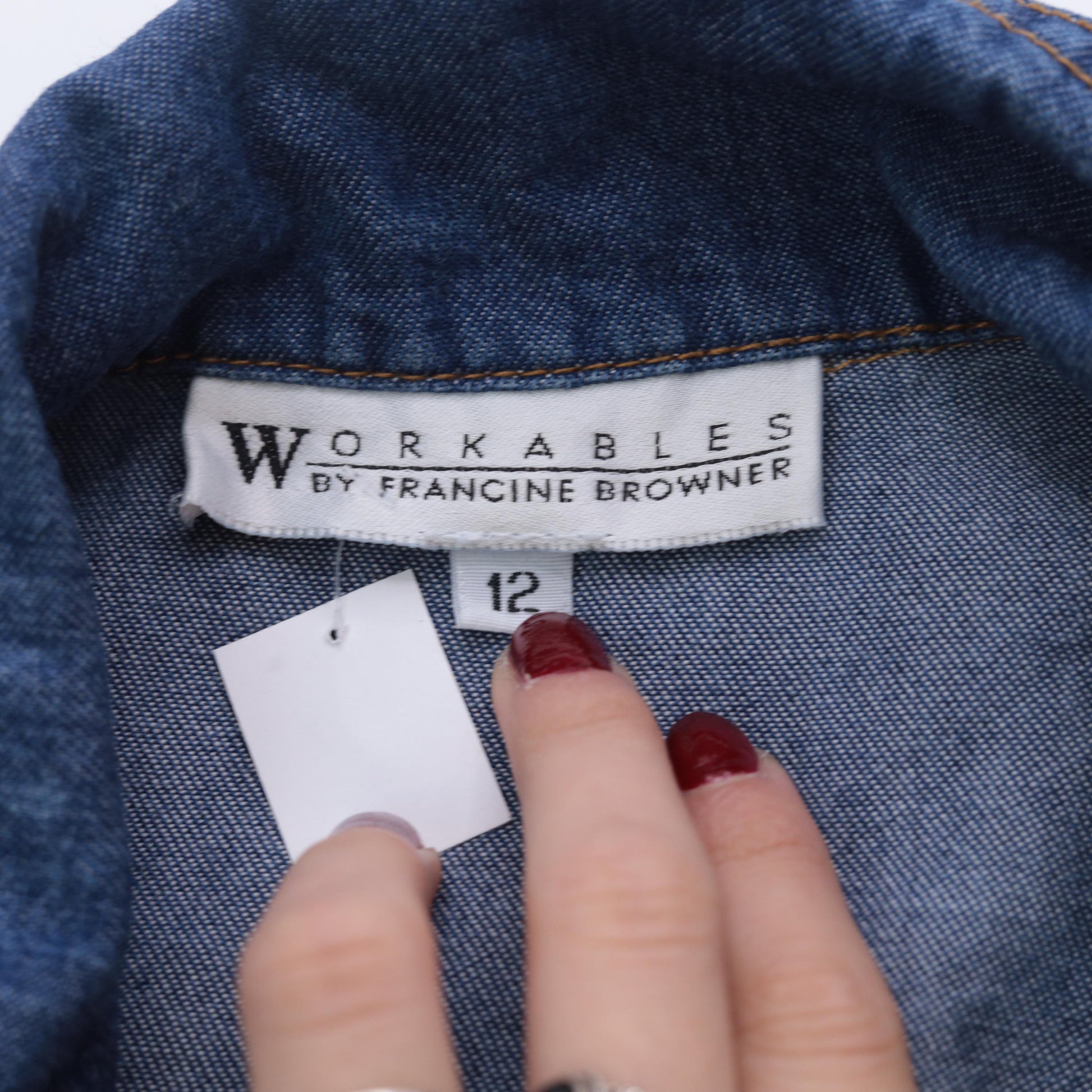 90s Blue Denim Zip Vest Cropped Sleeveless Jean Top Large