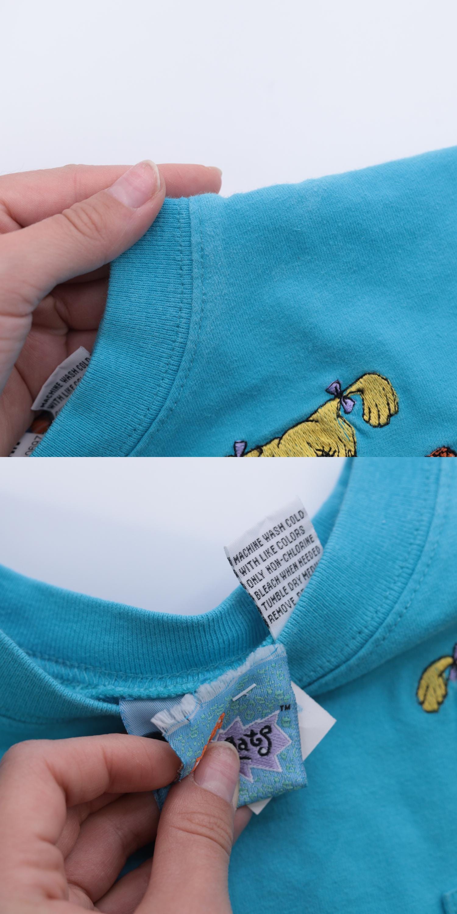 90s Nickelodeon Rugrats Graphic T-Shirt Tommy Angelica Turquoise Cotton XS