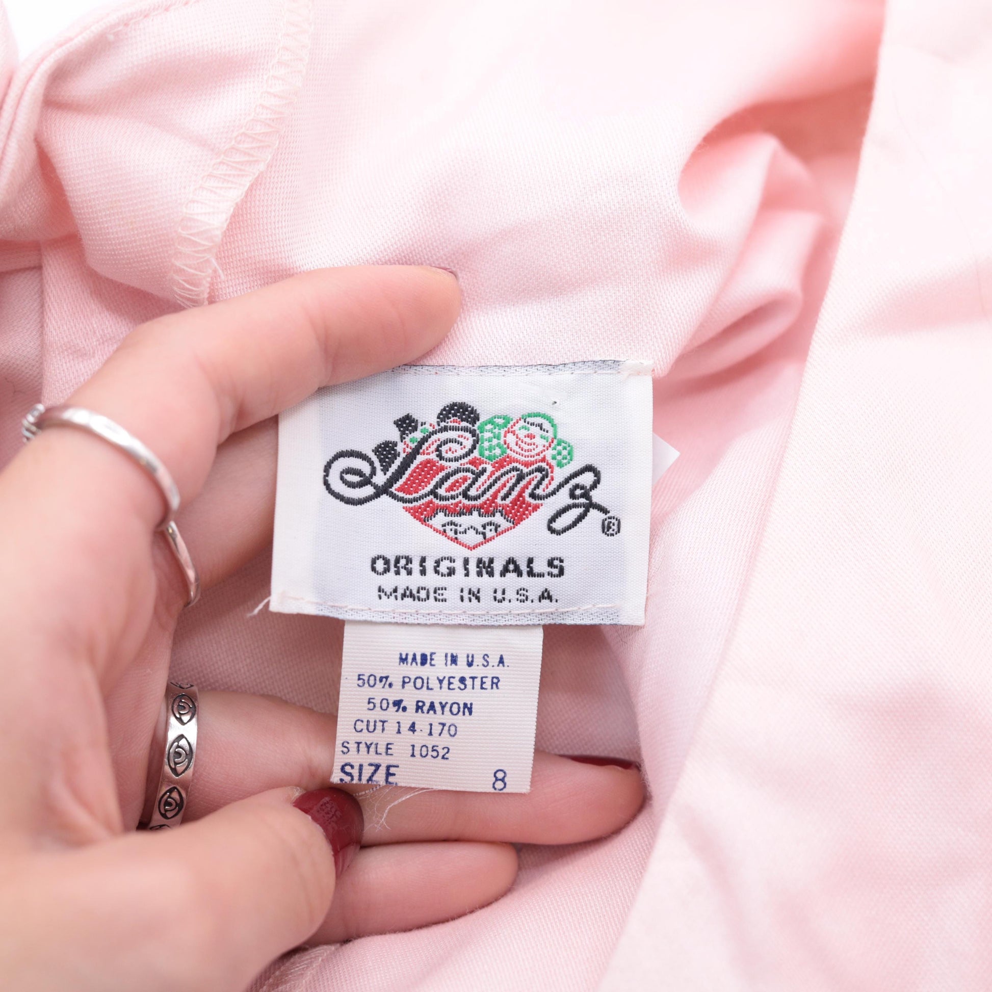 80s Lanz Originals Baby Pink Puff Sleeve Midi Dress Basque Waist Medium 8