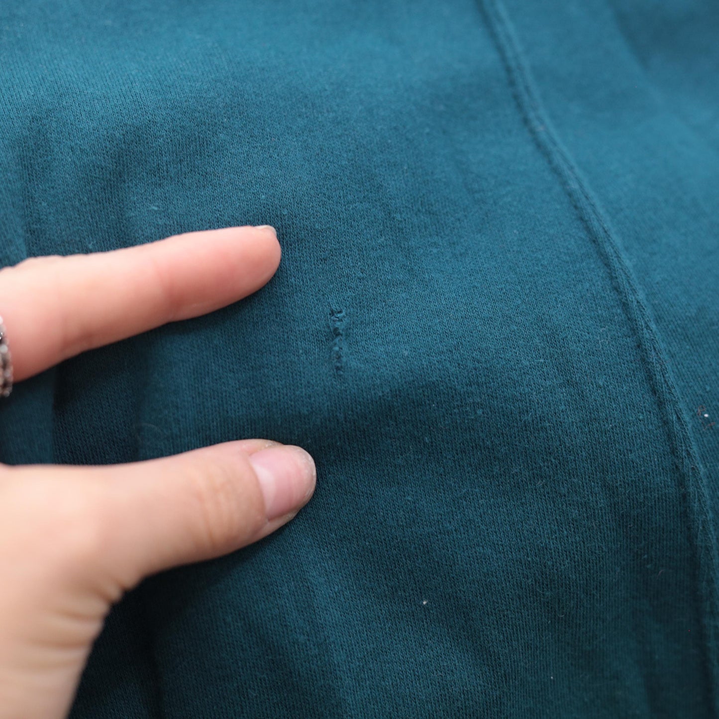 90s Teal A-Line Midi Dress Long Sleeve Princess Seam Cotton Small