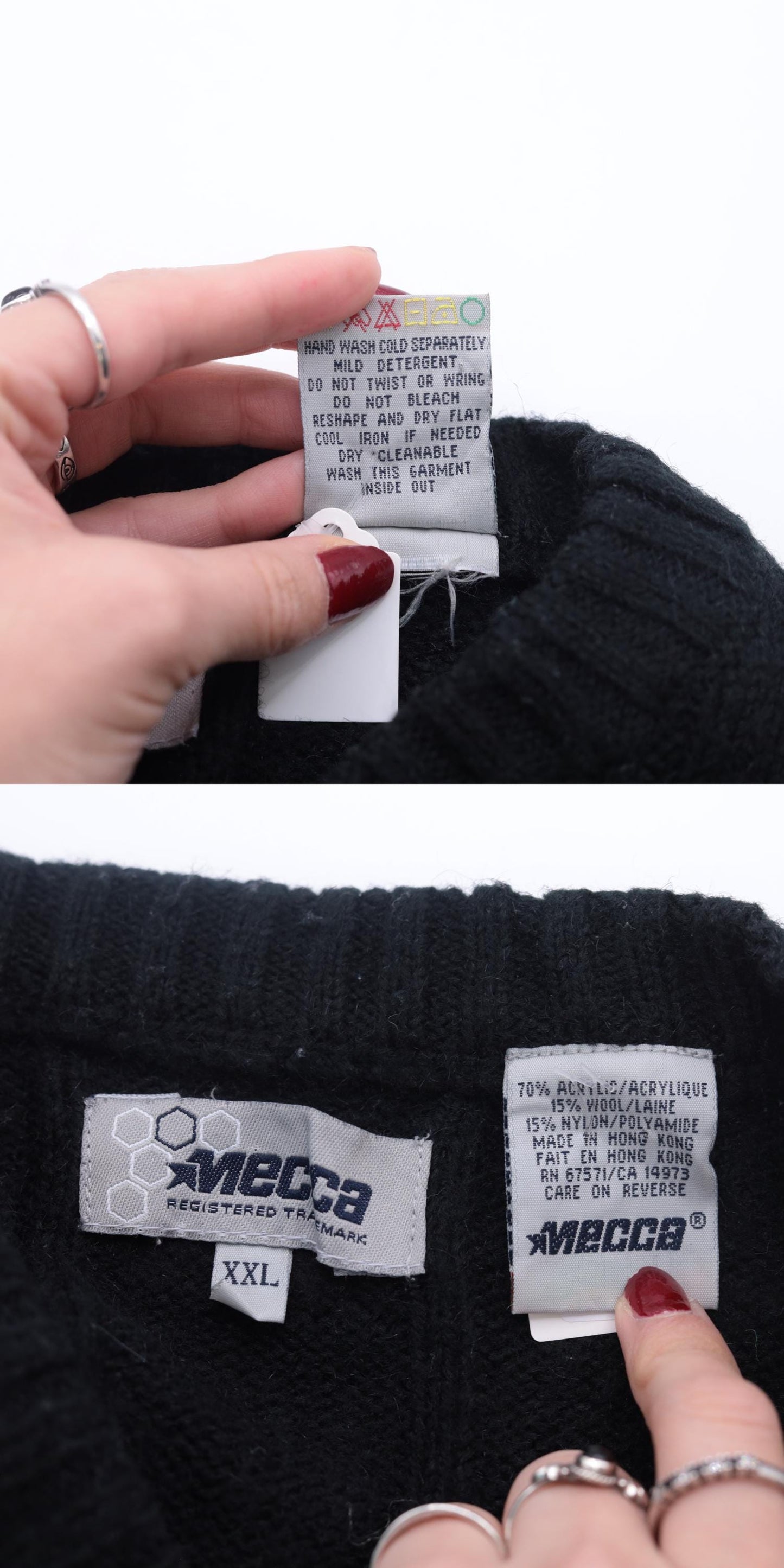 Y2K Mecca Black Logo Crewneck Sweater Ribbed Terry Cloth Pullover Extra Extra Large XXL