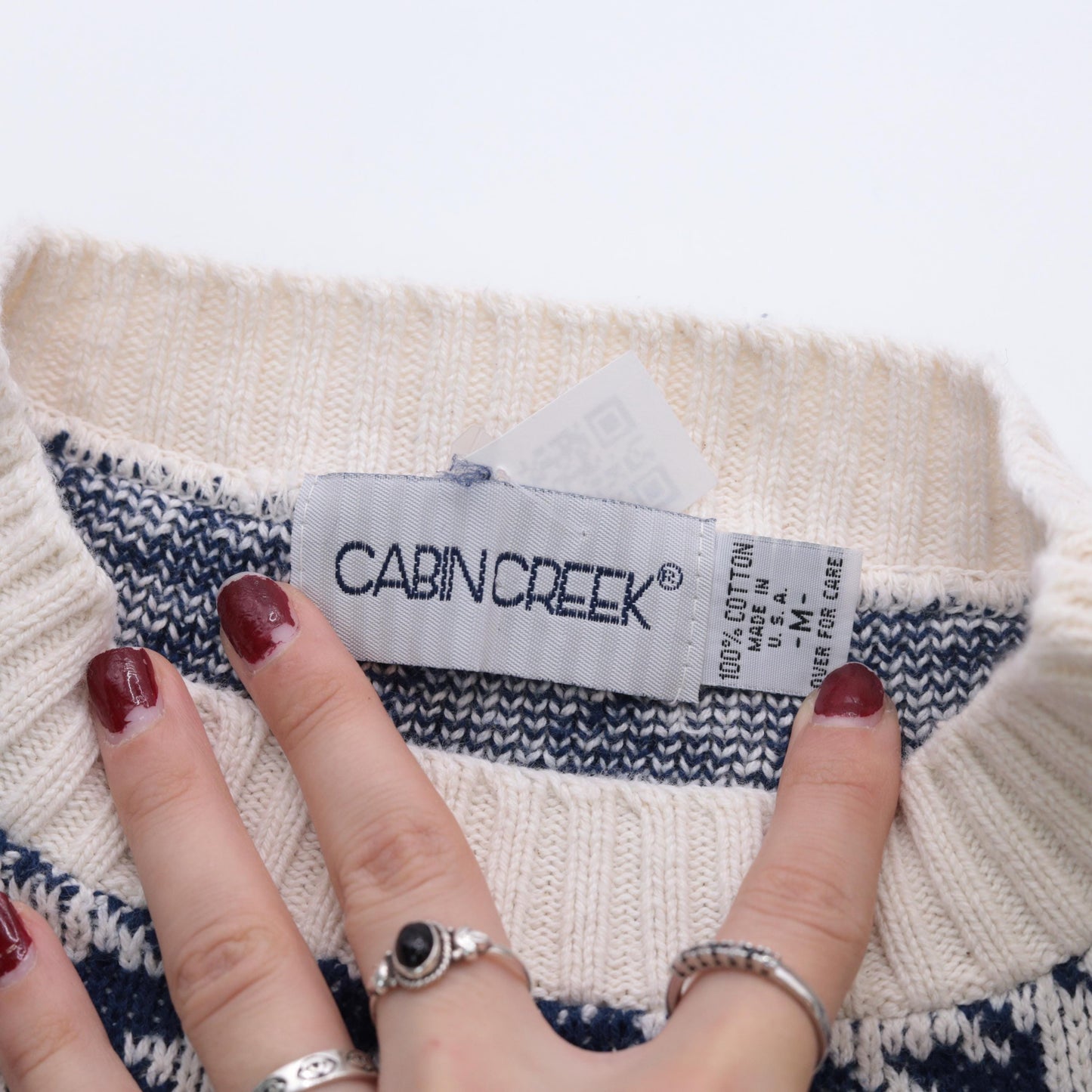 90s Cabin Creek Patchwork Knit Sweater Houndstooth Checkered Crewneck Medium