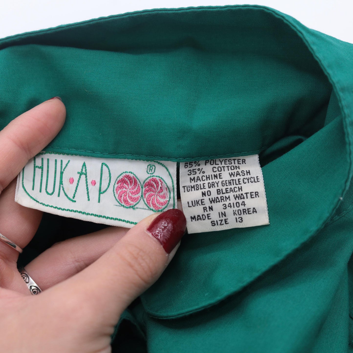 70s Green Yoke Shirtdress Peter Pan Collar Puff Sleeve A-Line Medium