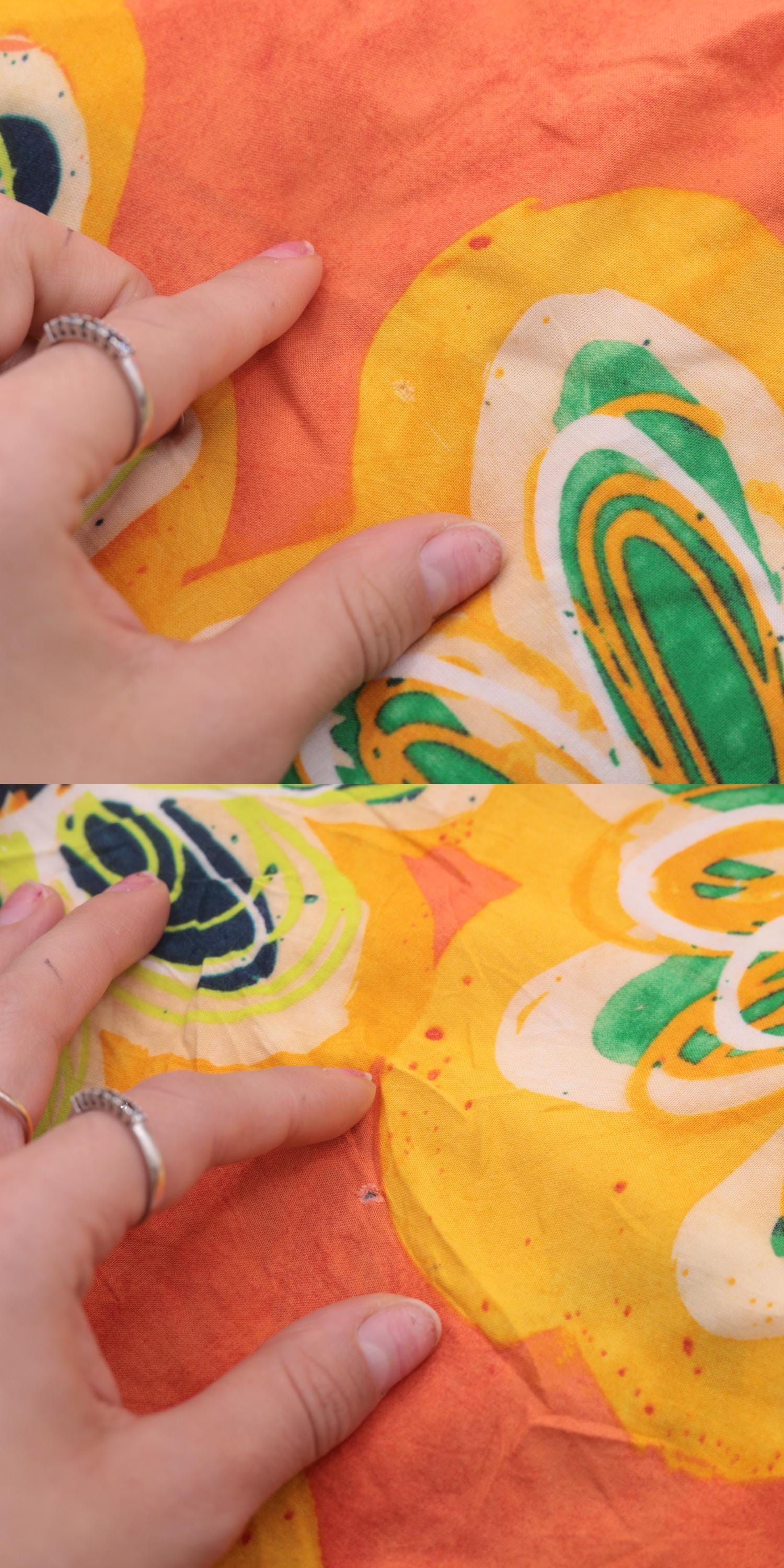 00s Jams World Tropical Floral Midi Dress Abstract Print Silk Orange Large L