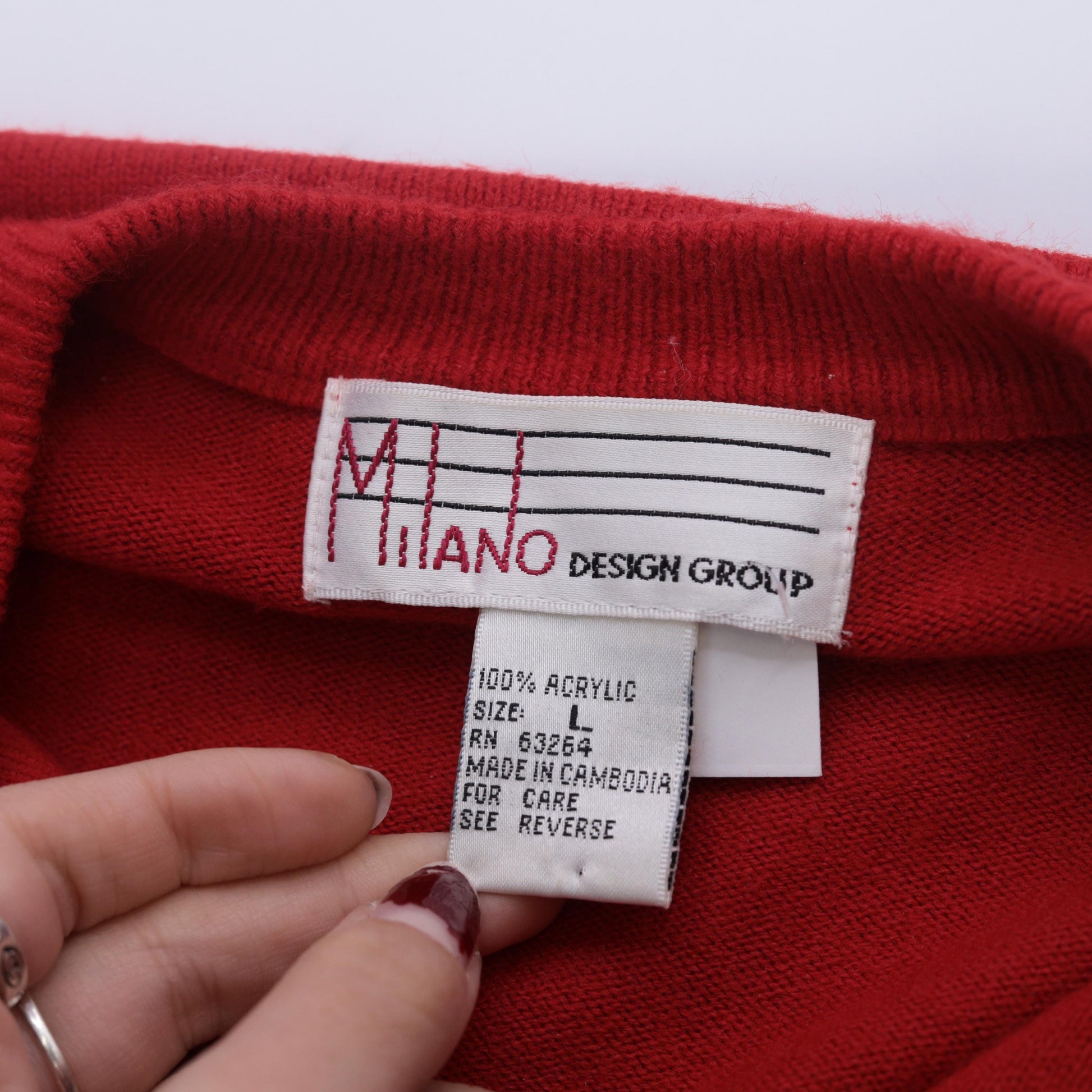 90s Red Cardigan Gold Buttons Acrylic Knit Sweater Large