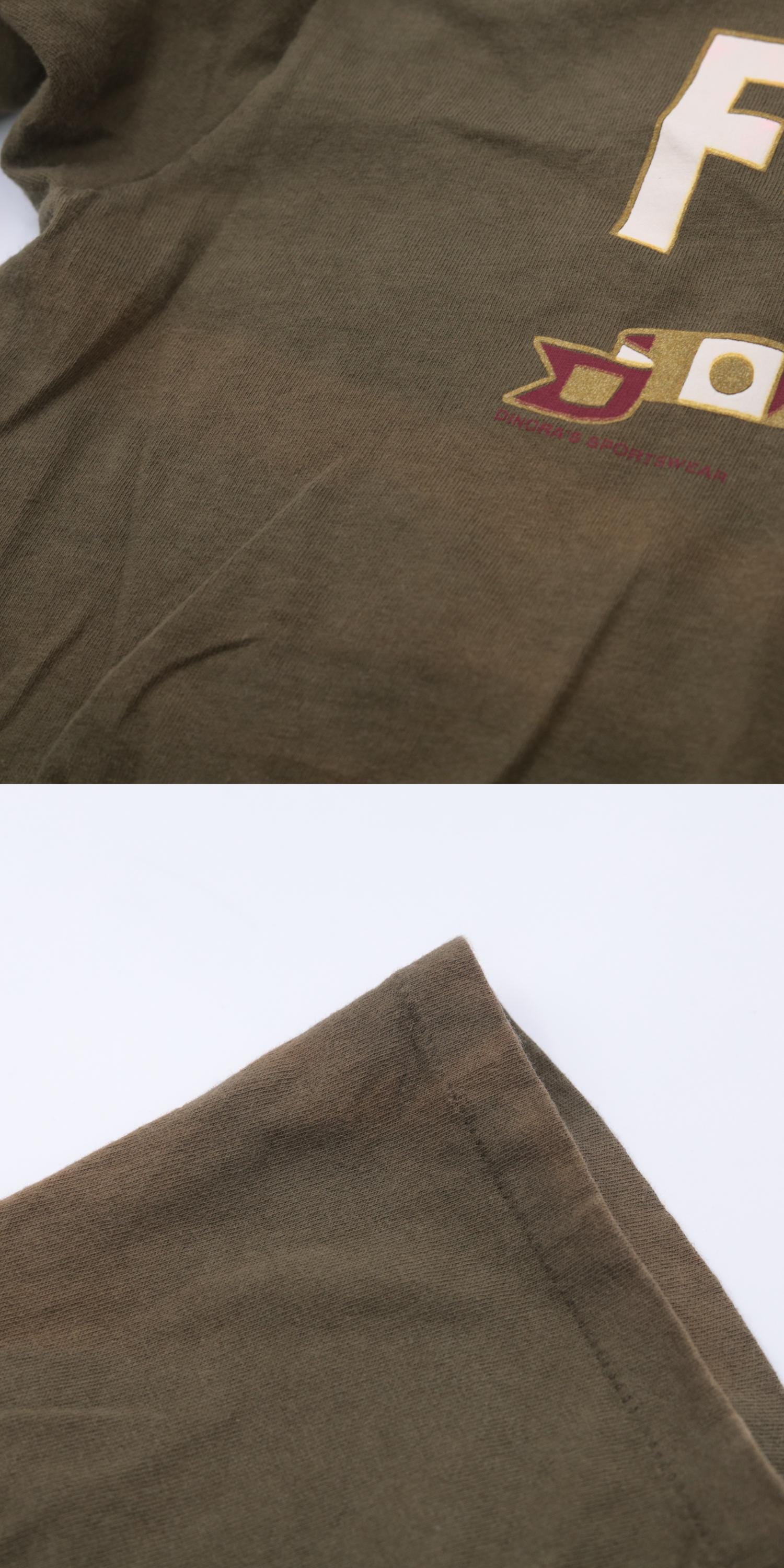 90s Florida Shell Compass Graphic T-Shirt Olive Green Tourist Tee Large L
