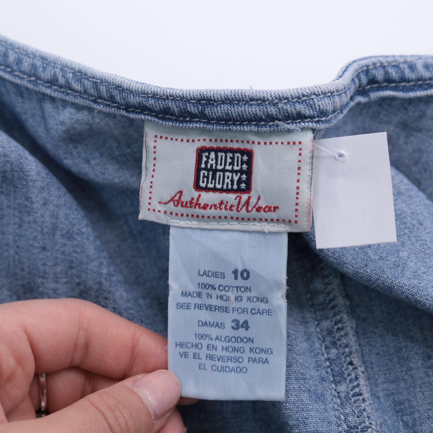 Y2K Faded Glory Denim Jumper Dress Mini Blue Jean Pinafore Medium