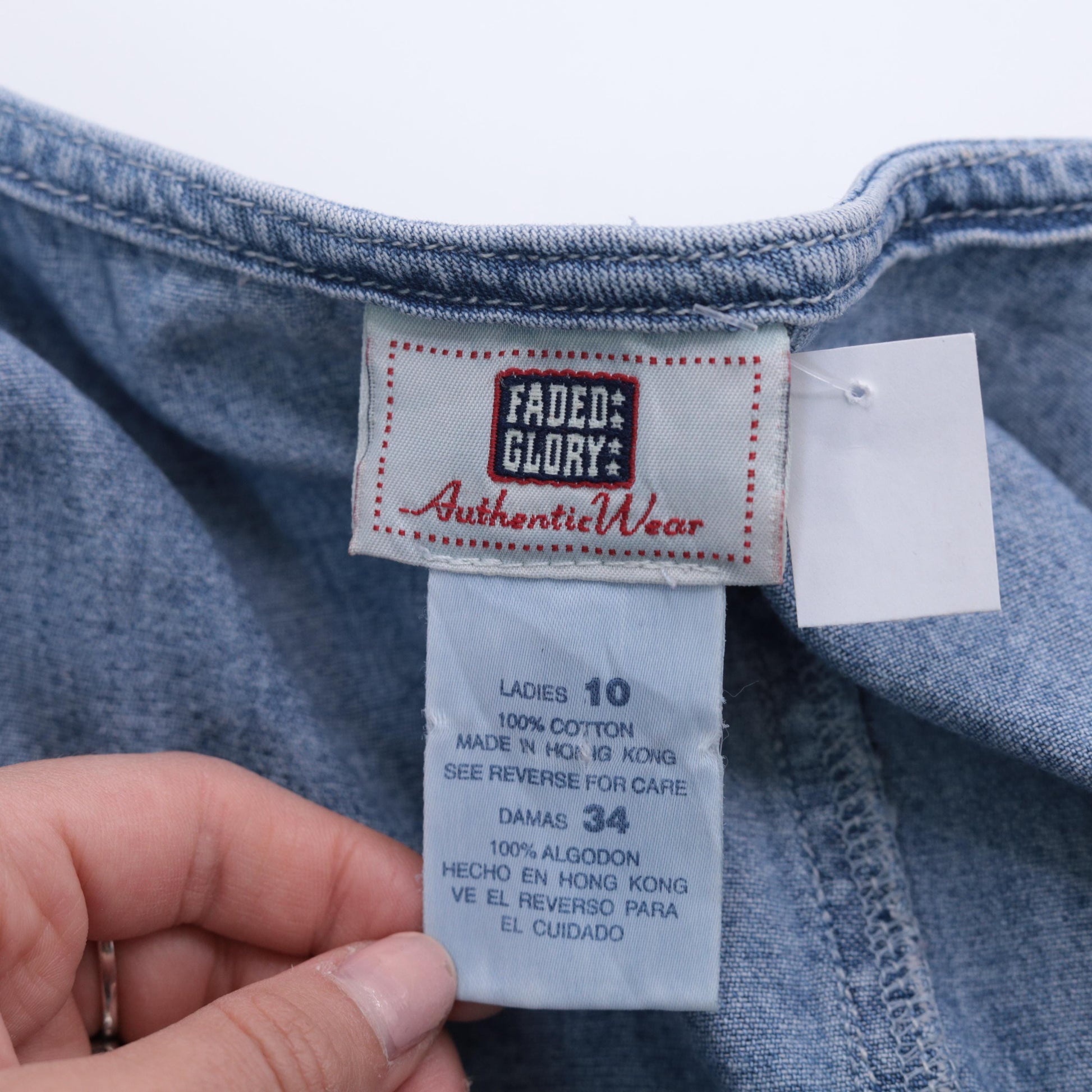Y2K Faded Glory Denim Jumper Dress Mini Blue Jean Pinafore Medium