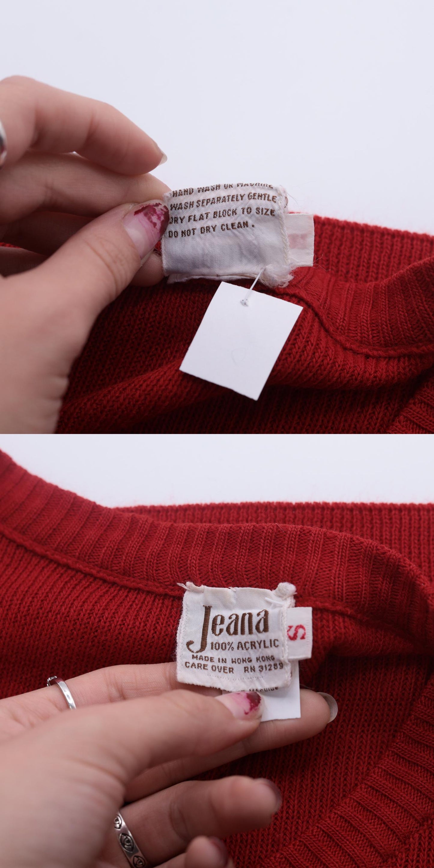 80s Red Ribbed Knit Scoop Neck Longline Top Short Sleeve Small