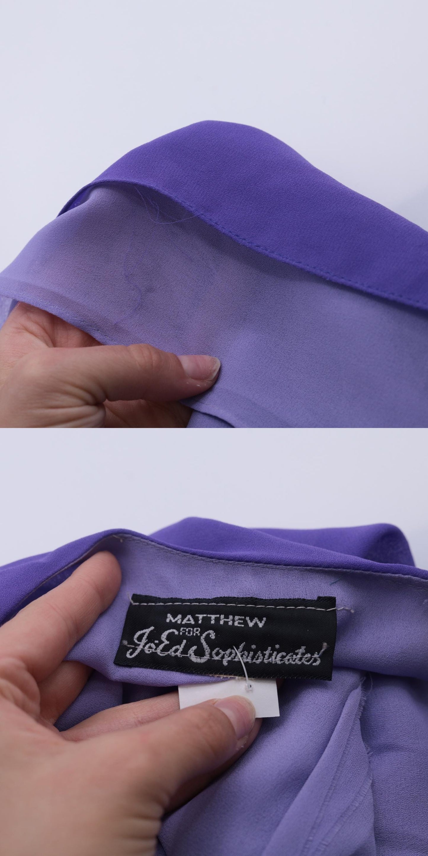 70s Matthew for Jo-Ed Sophisticates Two-Tone Purple Midi Dress Capelet Medium