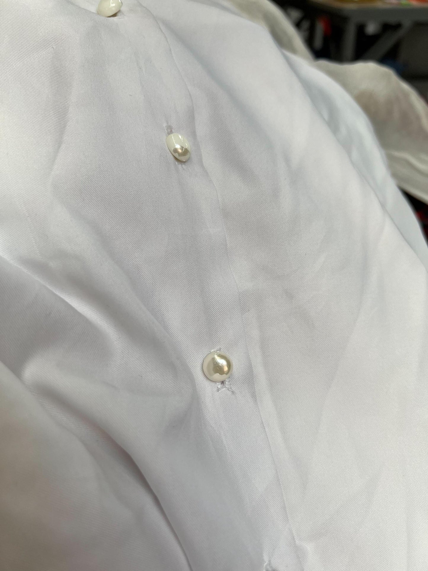 80s White Organza Puff Sleeve Blouse Peter Pan Collar Button Up Small
