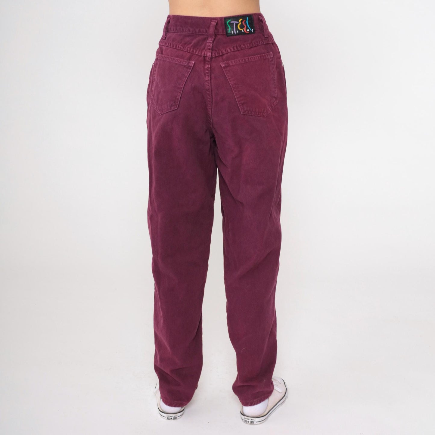 90s Steel Plum High-Waist Tapered Jeans Cotton Small
