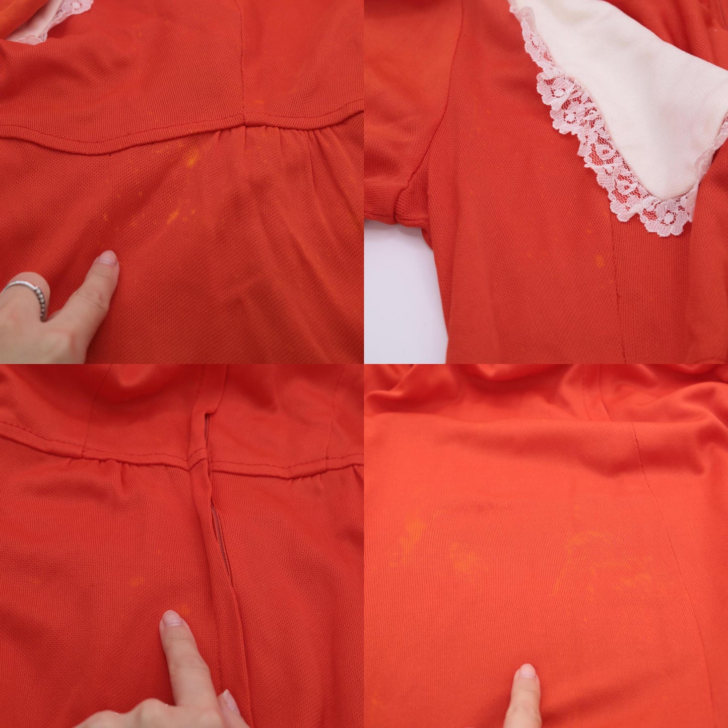 70s Orange Babydoll Minidress Peter Pan Collar Empire Waist Small