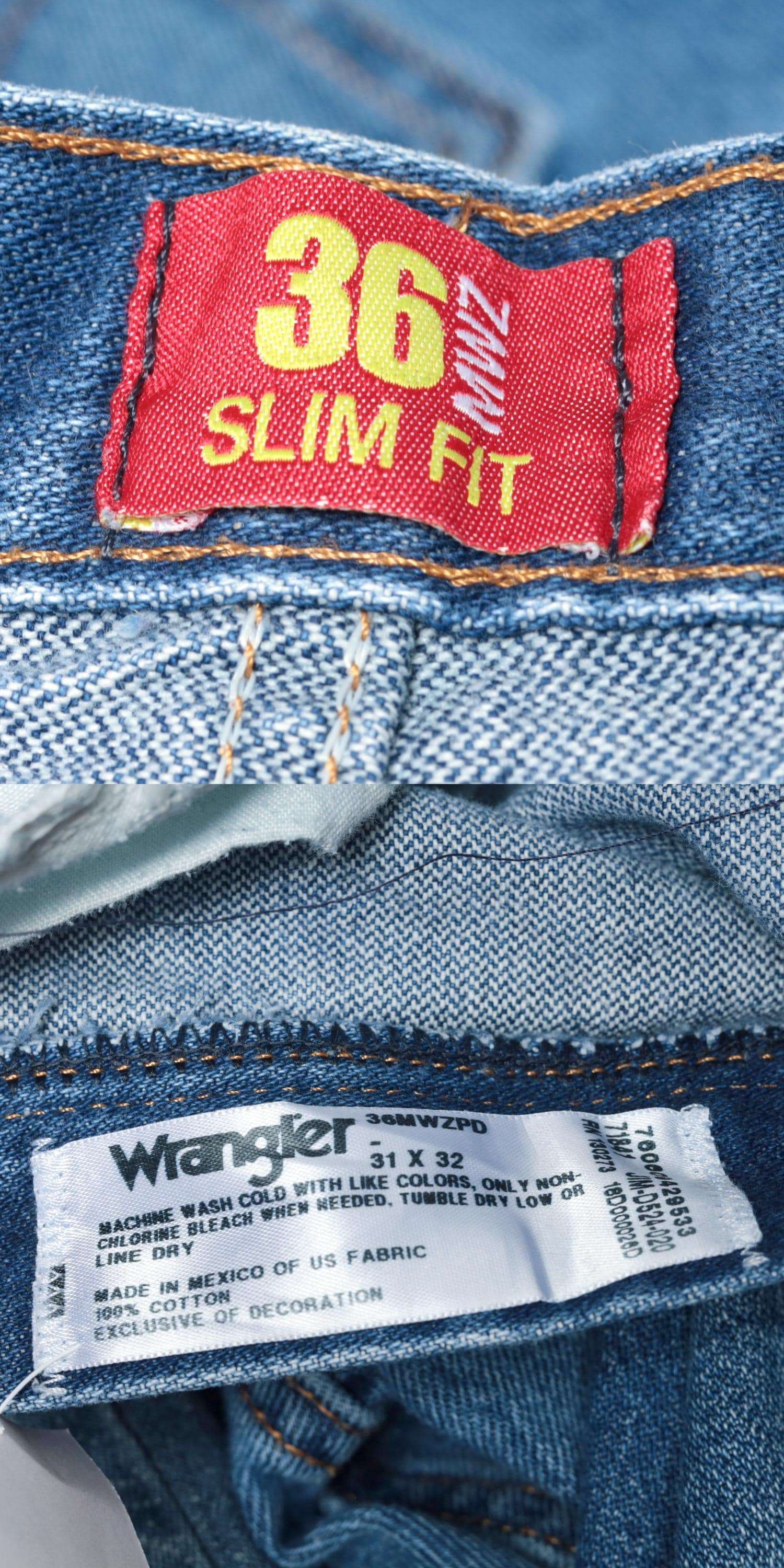Y2K Wrangler Slim Straight Leg Jeans Faded Blue Denim 31x32