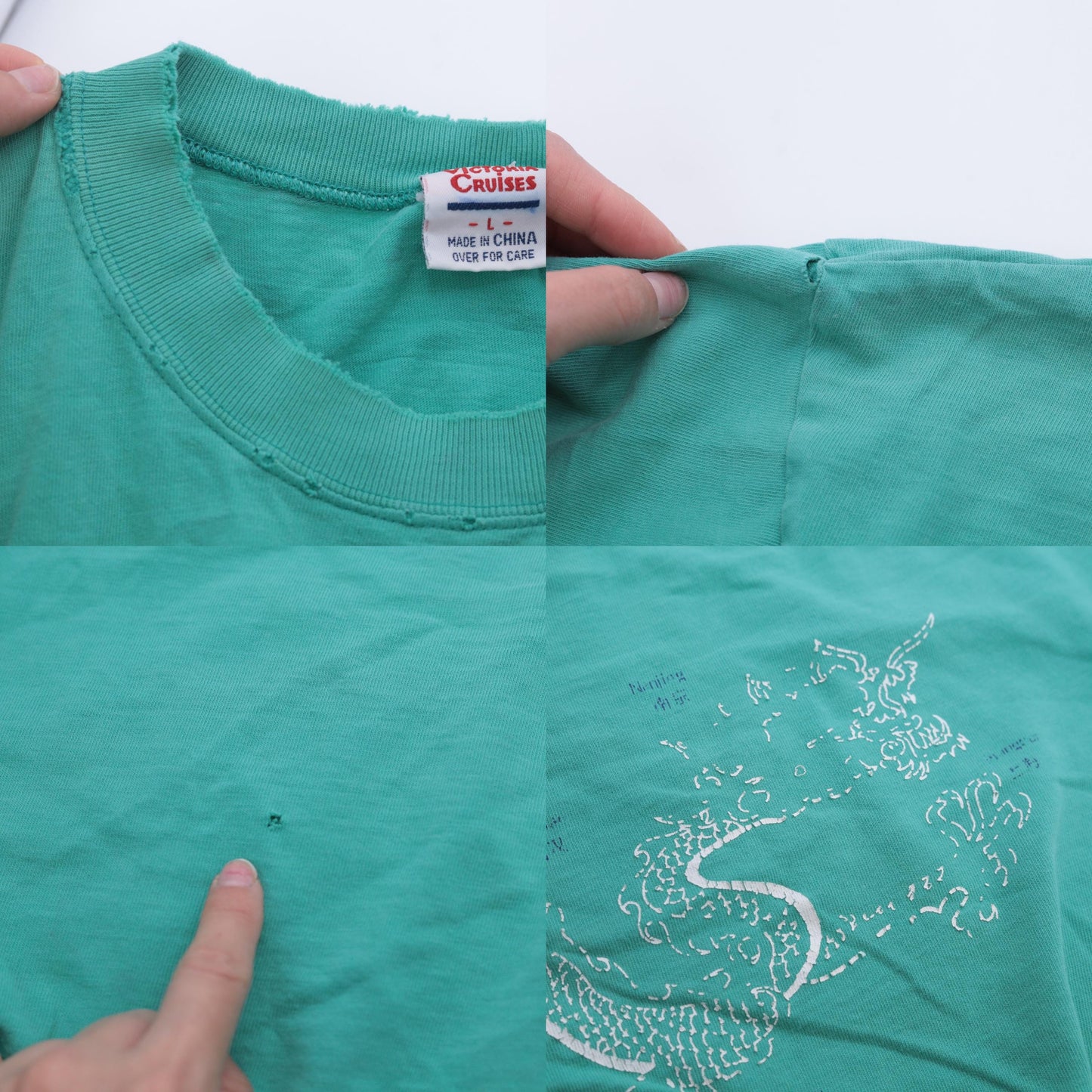 90s Victoria Cruises Yangtze River Dragon Graphic T-Shirt Teal Large