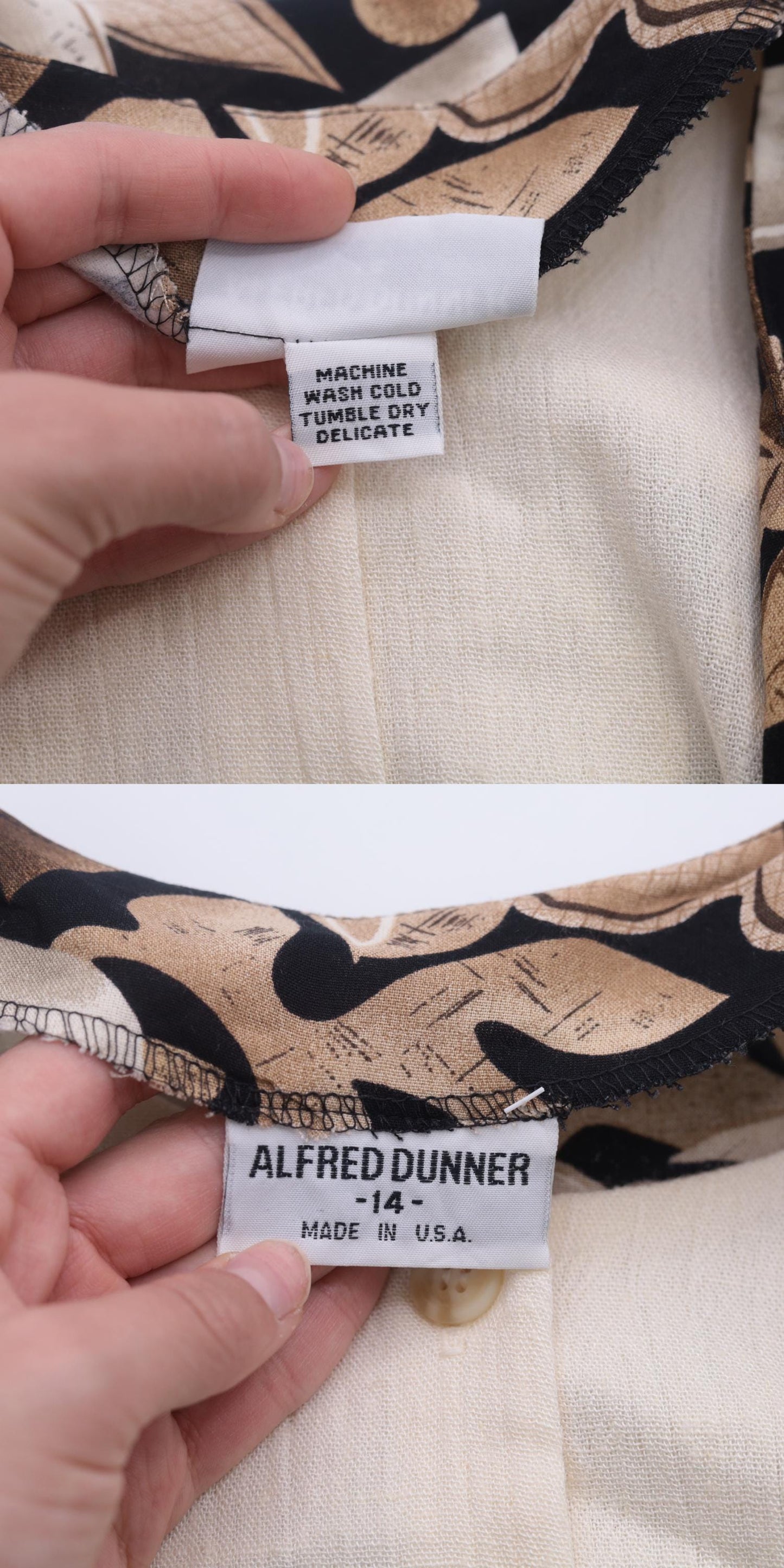 90s Alfred Dunner Floral Vest Blouse Cream Button Up Short Sleeve Large 14