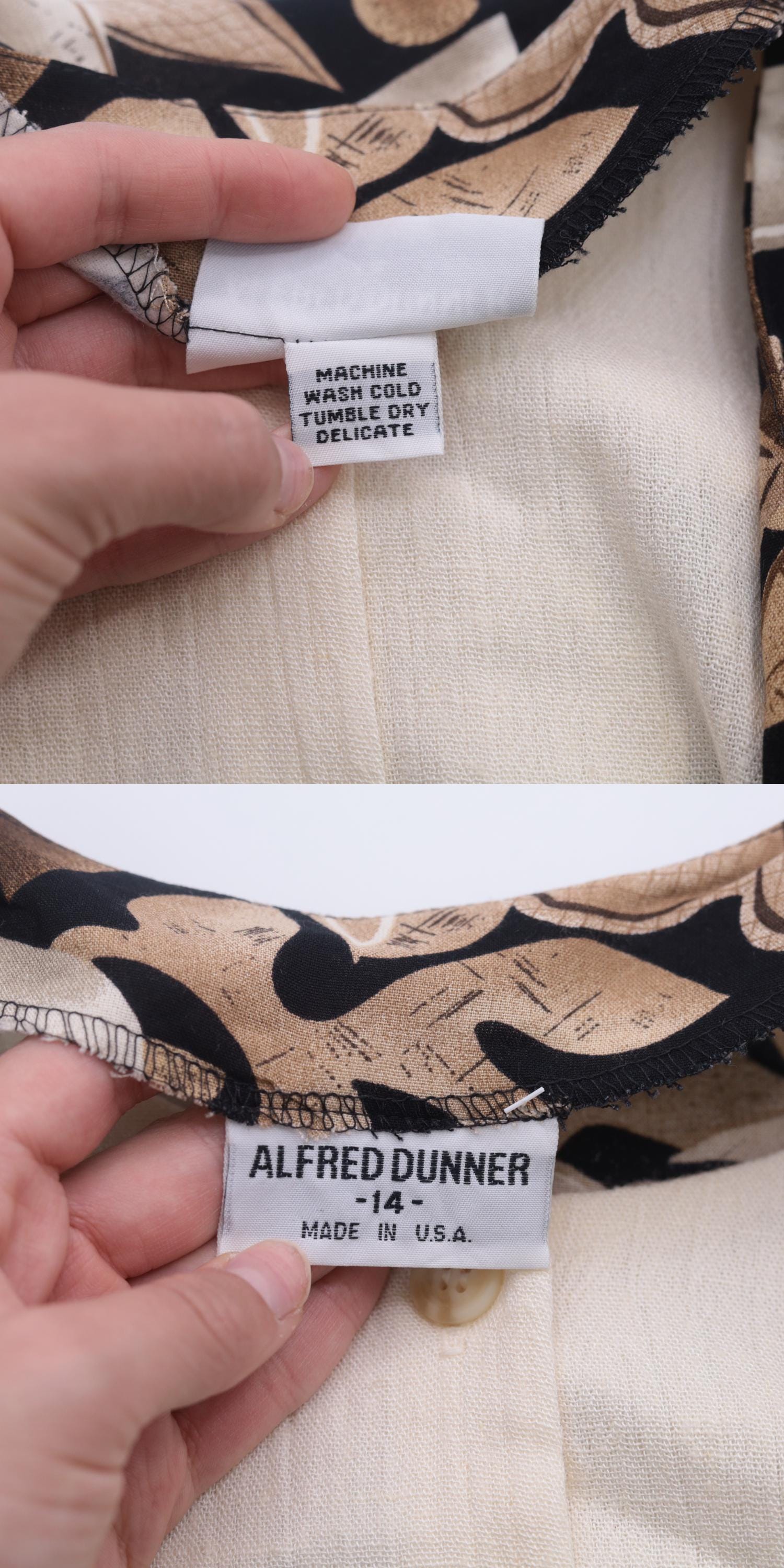 90s Alfred Dunner Floral Vest Blouse Cream Button Up Short Sleeve Large 14
