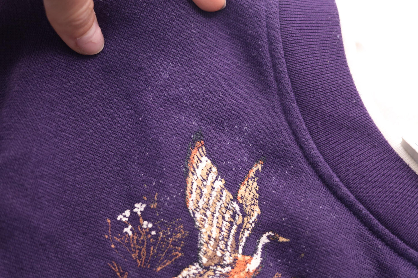 90s Duck Pheasant Waterfowl Graphic Sweatshirt Blue Crewneck Large