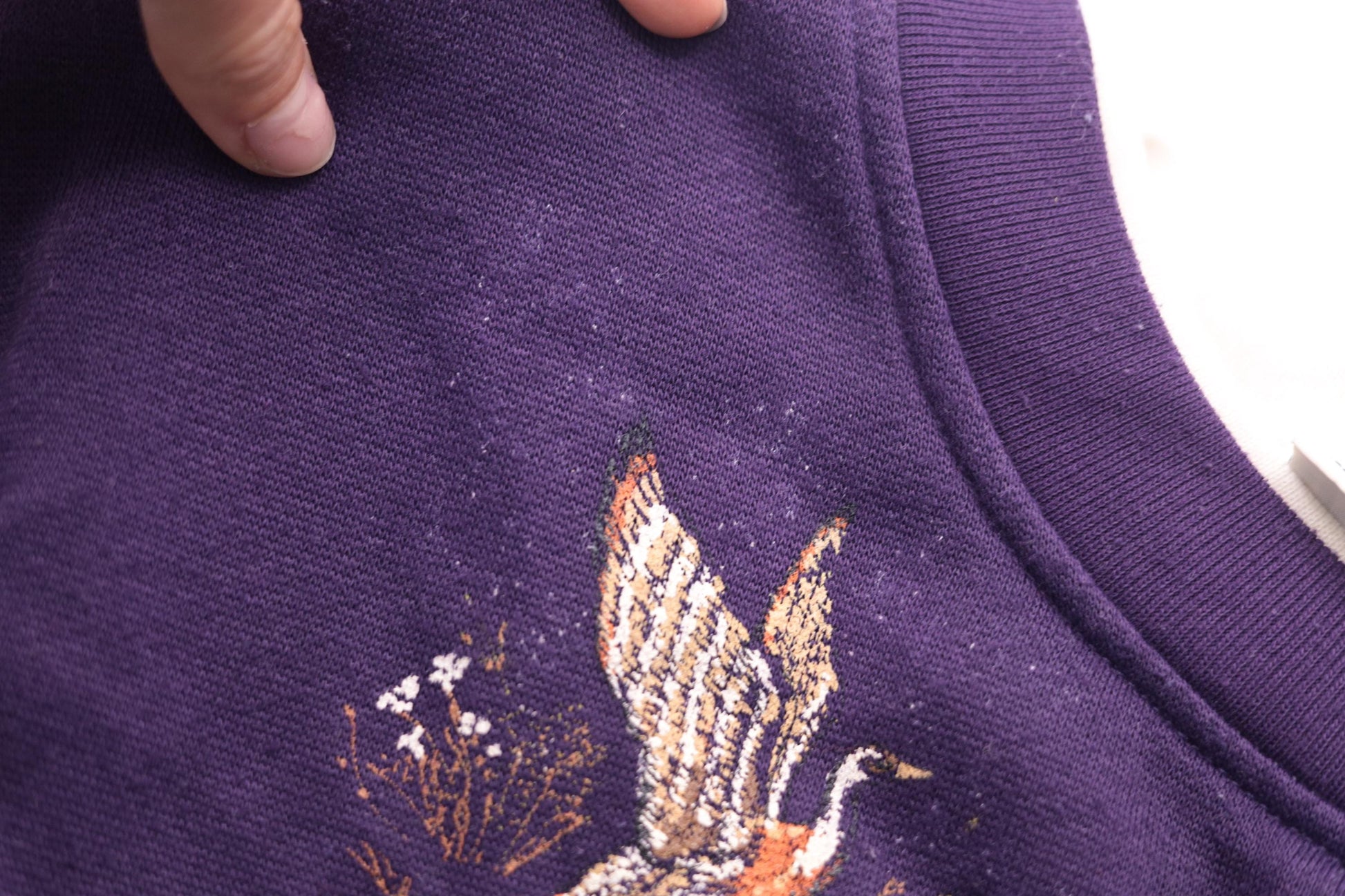 90s Duck Pheasant Waterfowl Graphic Sweatshirt Blue Crewneck Large