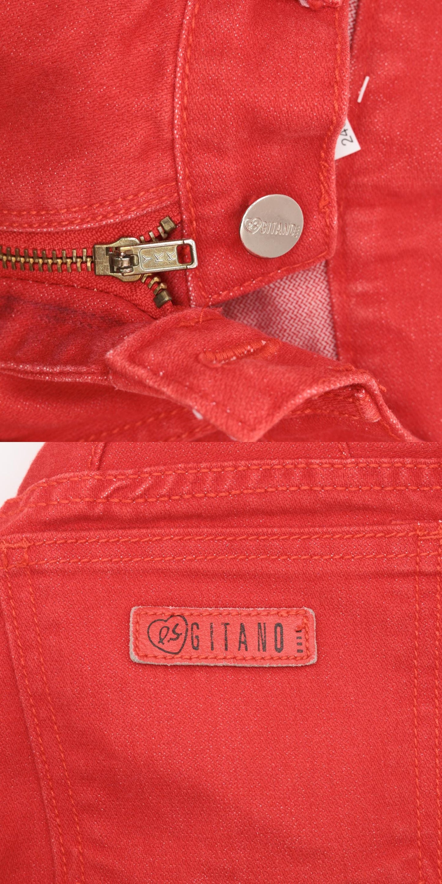 90s Gitano High-Rise Tapered Mom Jeans Red Denim Cropped Extra Small XS