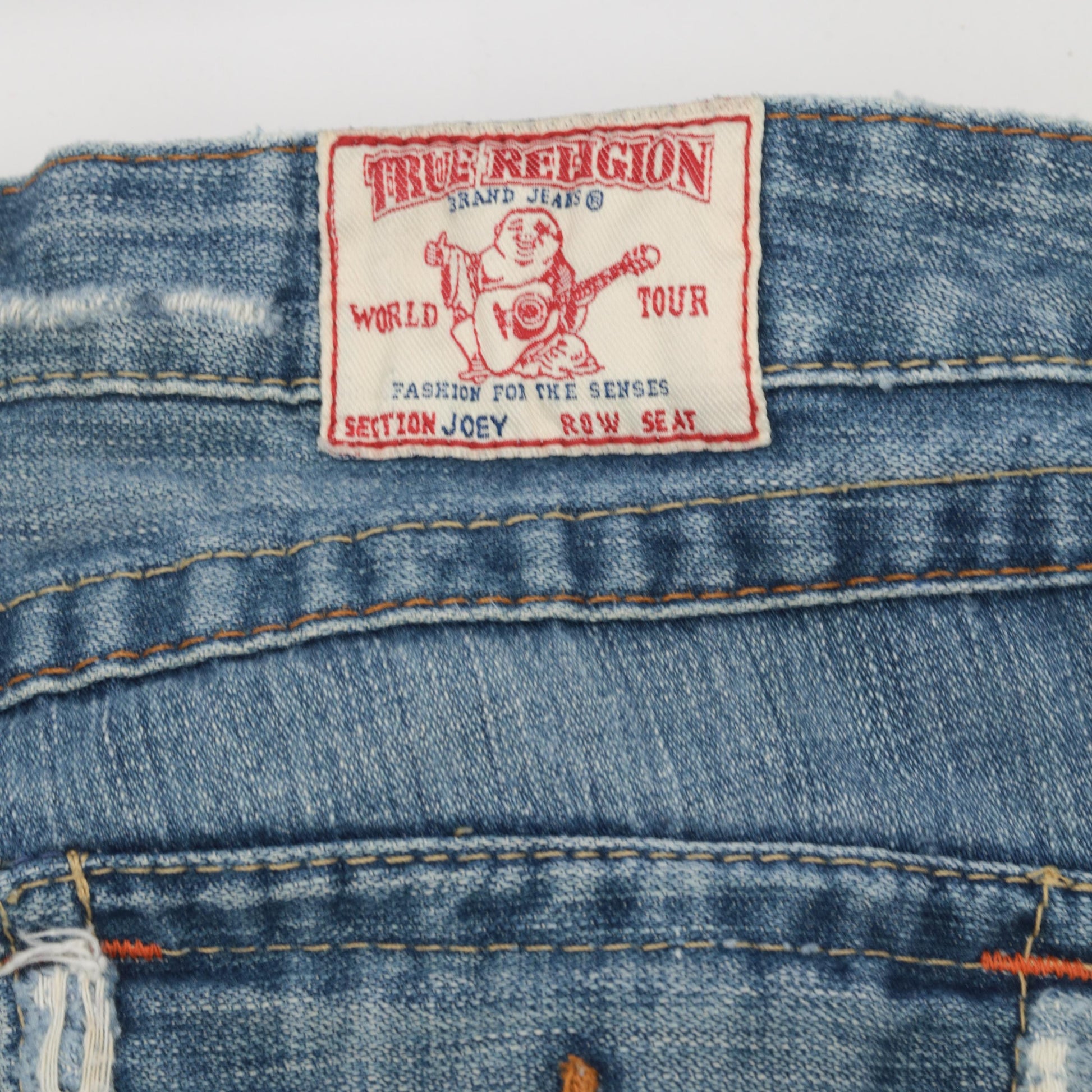 Y2K True Religion Distressed Low Rise Bootcut Jeans Blue Denim Extra Small