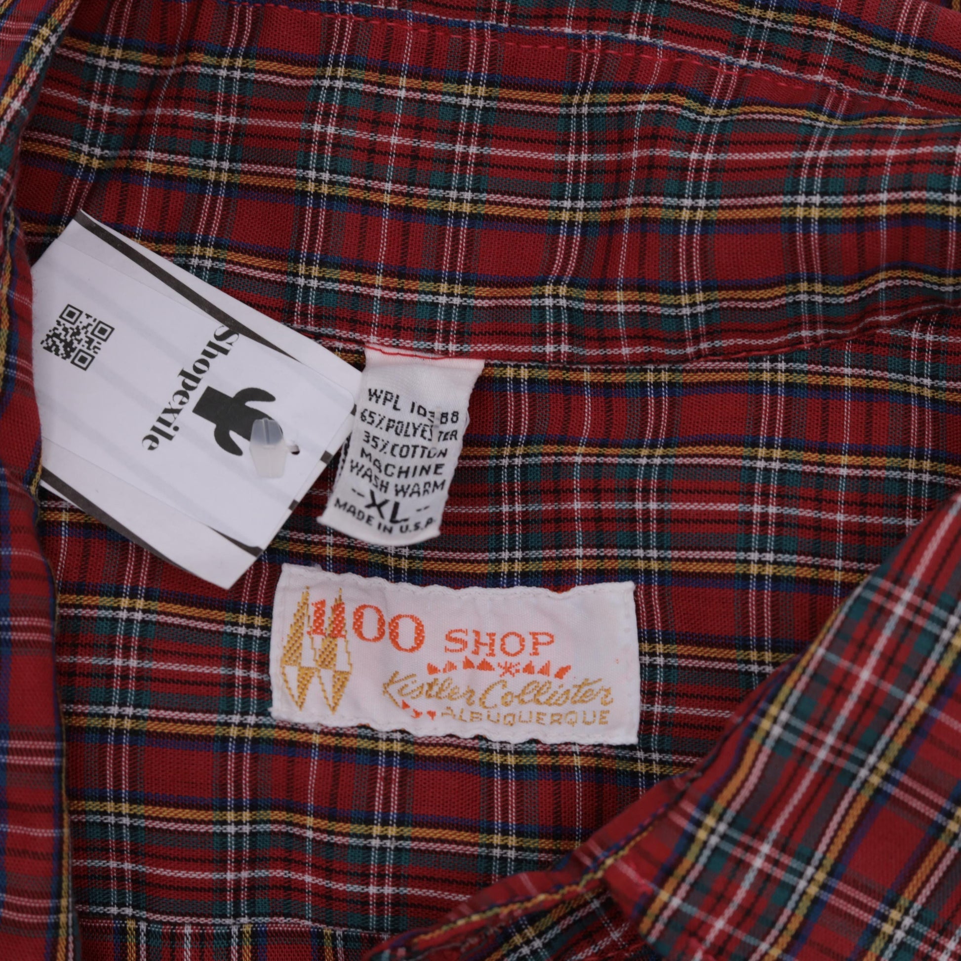 80s Red Plaid Button-Up Shirt Tartan Checkered Long Sleeve Extra Large XL