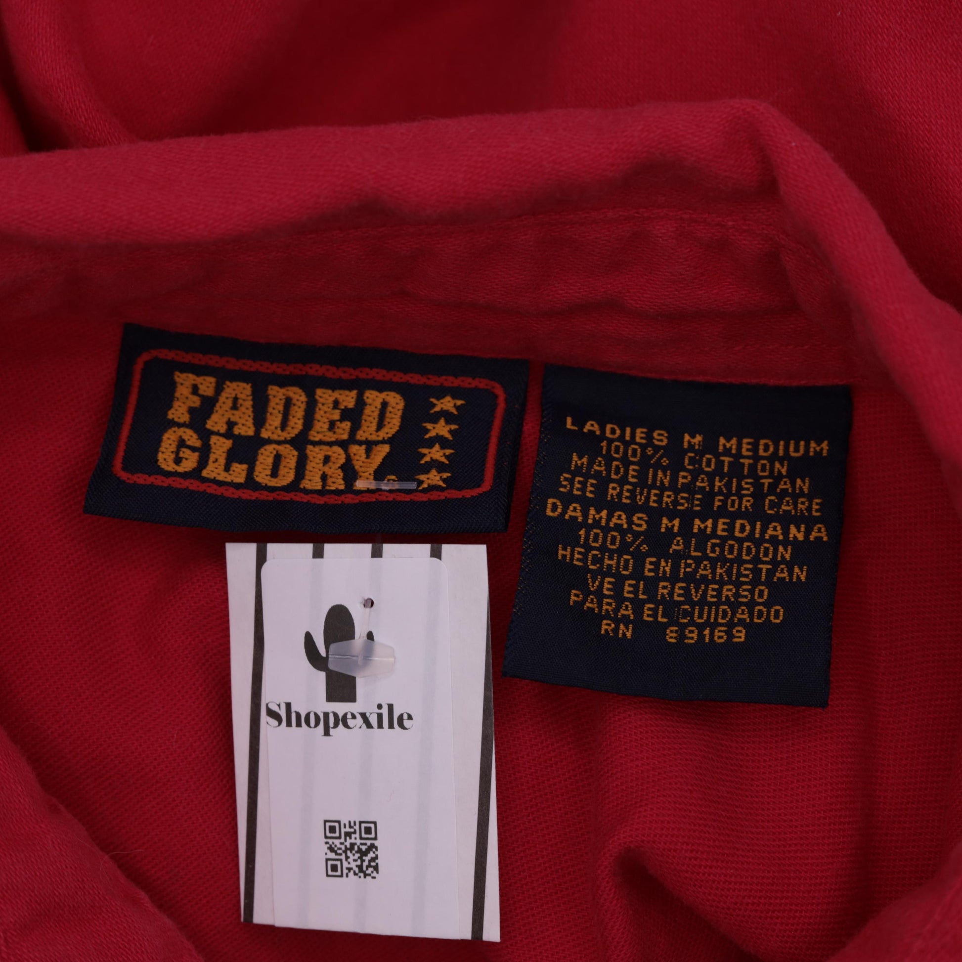 90s Faded Glory Red Button Up Shirt Long Sleeve Chest Pocket Medium