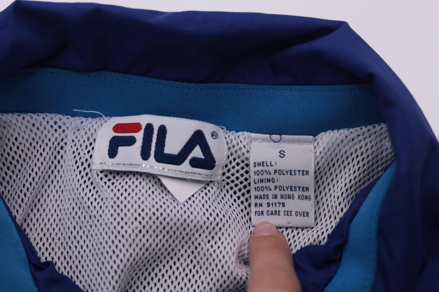 Y2K Fila Blue Striped Windbreaker Jacket Zip-Up Small S