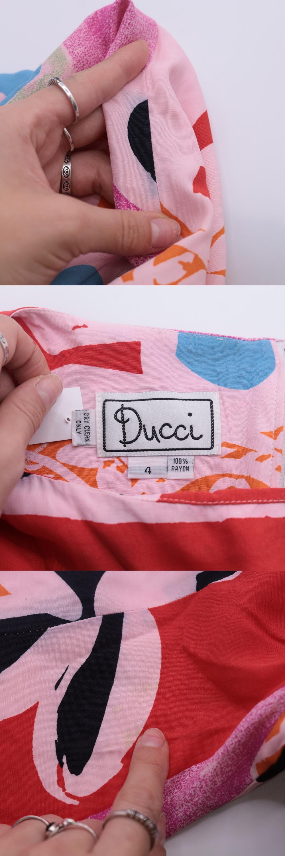 90s Ducci Pink Abstract Floral Sheath Mini Dress Sleeveless Small