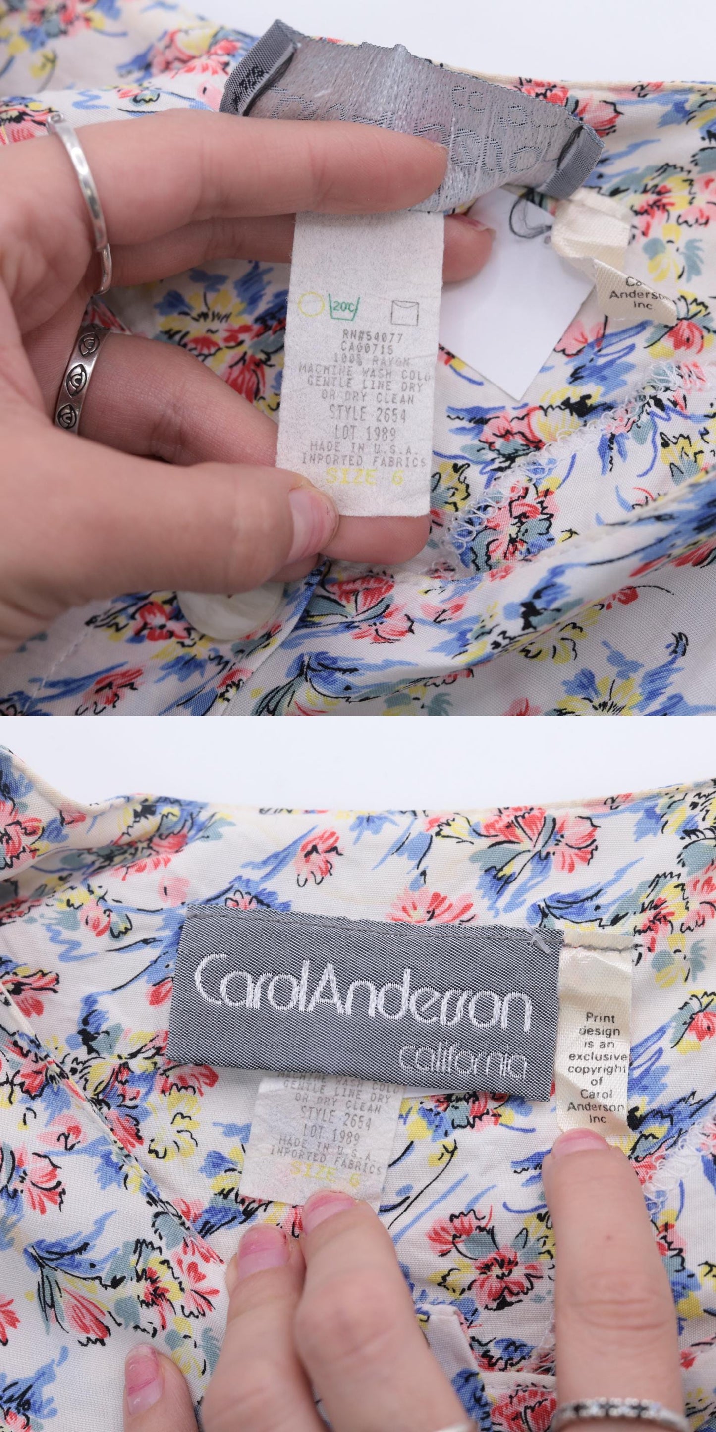 90s White Floral Print Button-Up Shirtdress Maxi Ankle Length Small