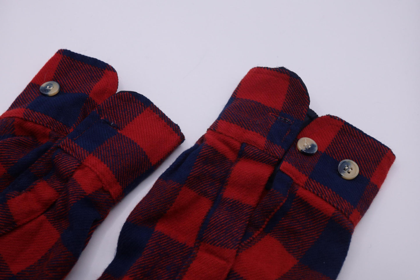 80s Buffalo Plaid Flannel Shirt Navy Red Men's Large Button Up Long Sleeve