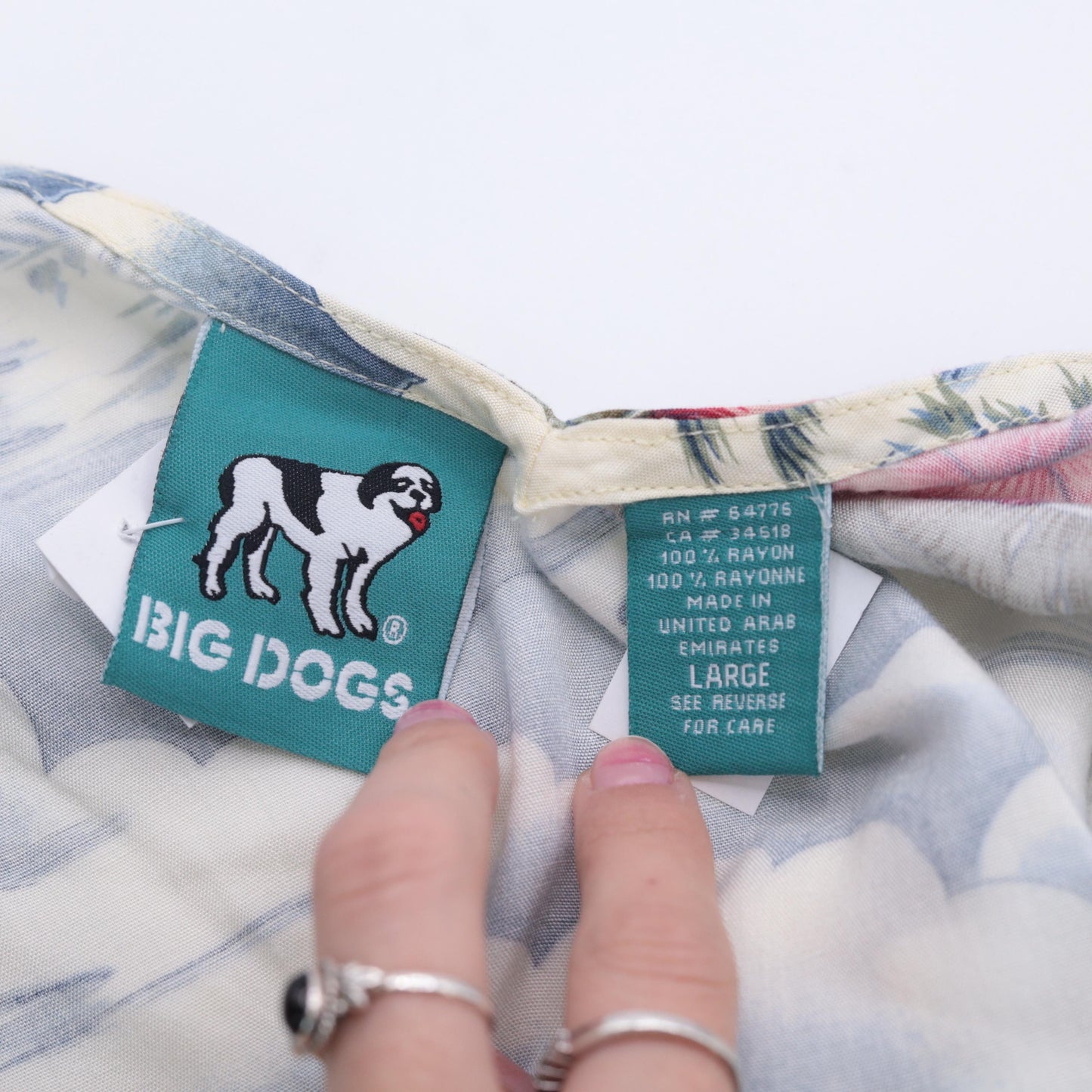 Big Dogs Tropical Floral Rayon Midi Dress V Neck Sleeveless Blue White Large