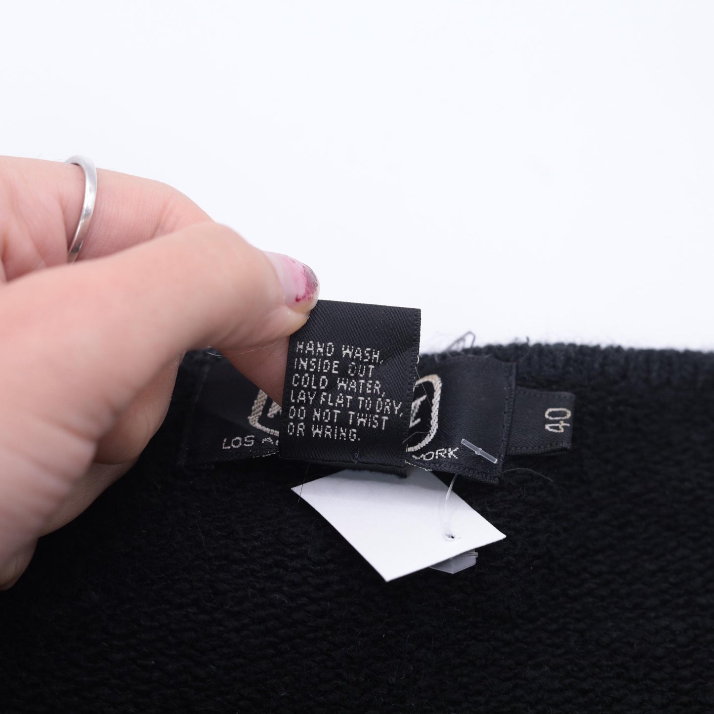 80s Karominz II Silk Angora Sweater Metallic Leaf Print Black Medium