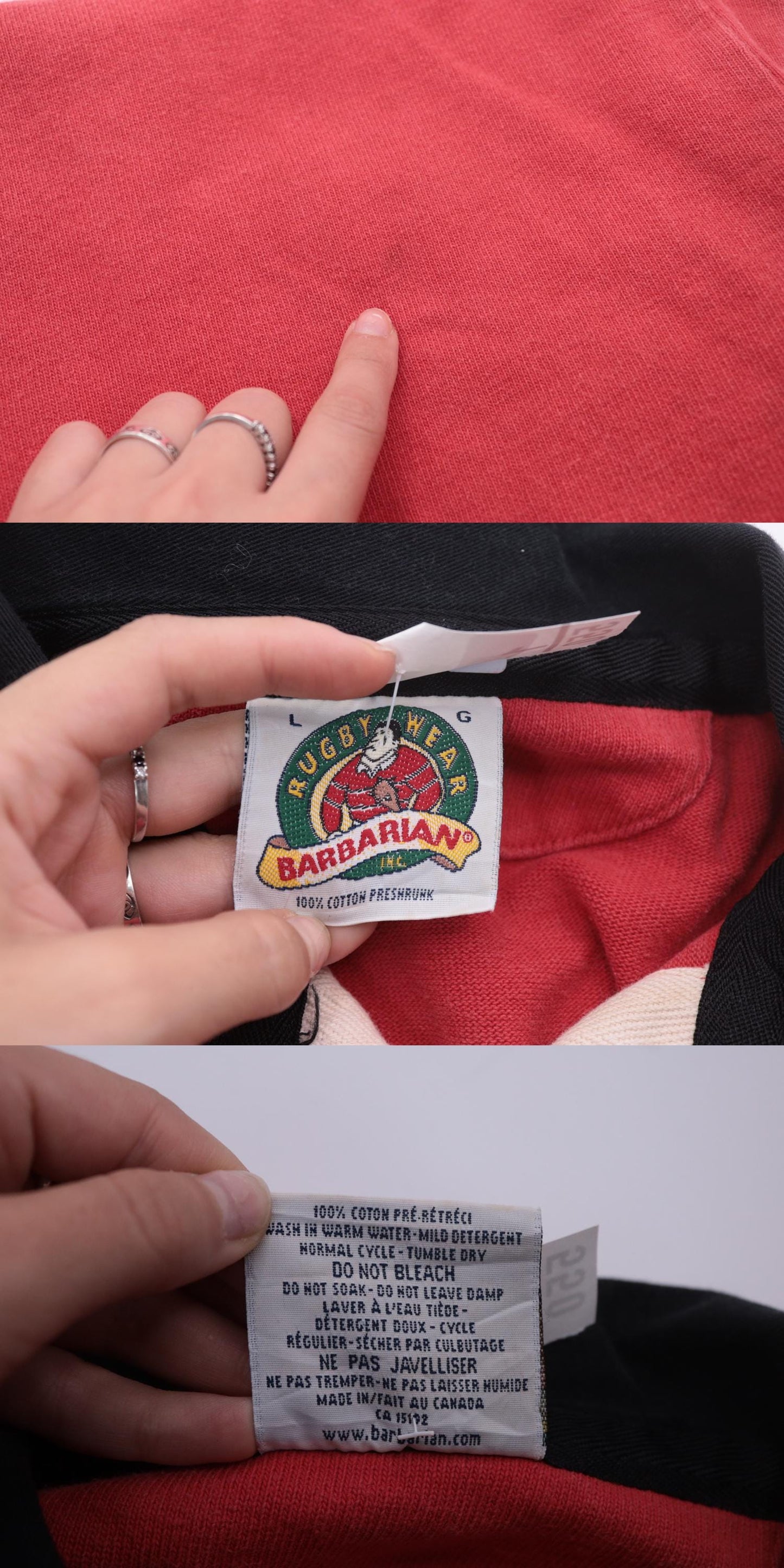 Y2K Barbarian Rugby Shirt SGA Crest Red Cotton Polo Large L