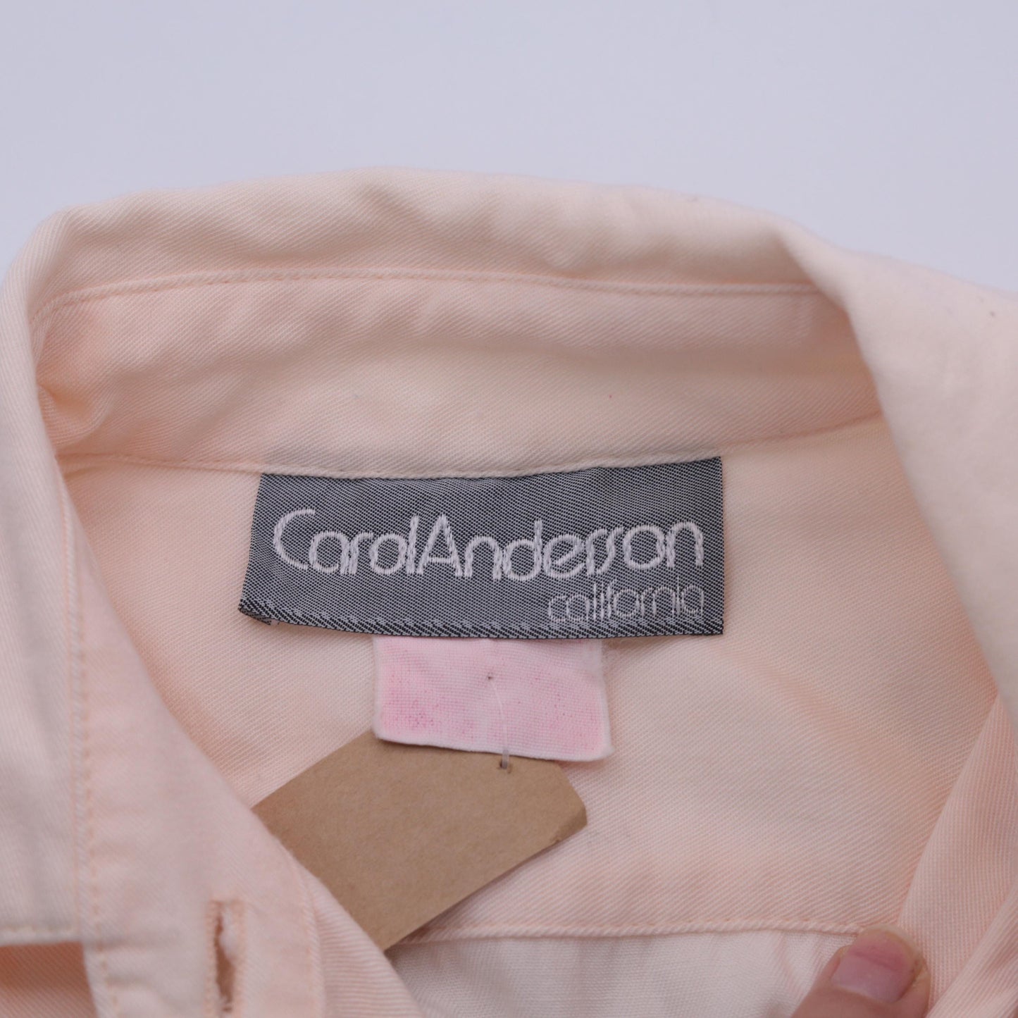 80s Peach Pink Button-Up Midi Dress Cuffed 3/4 Sleeve Pencil Cut XXS