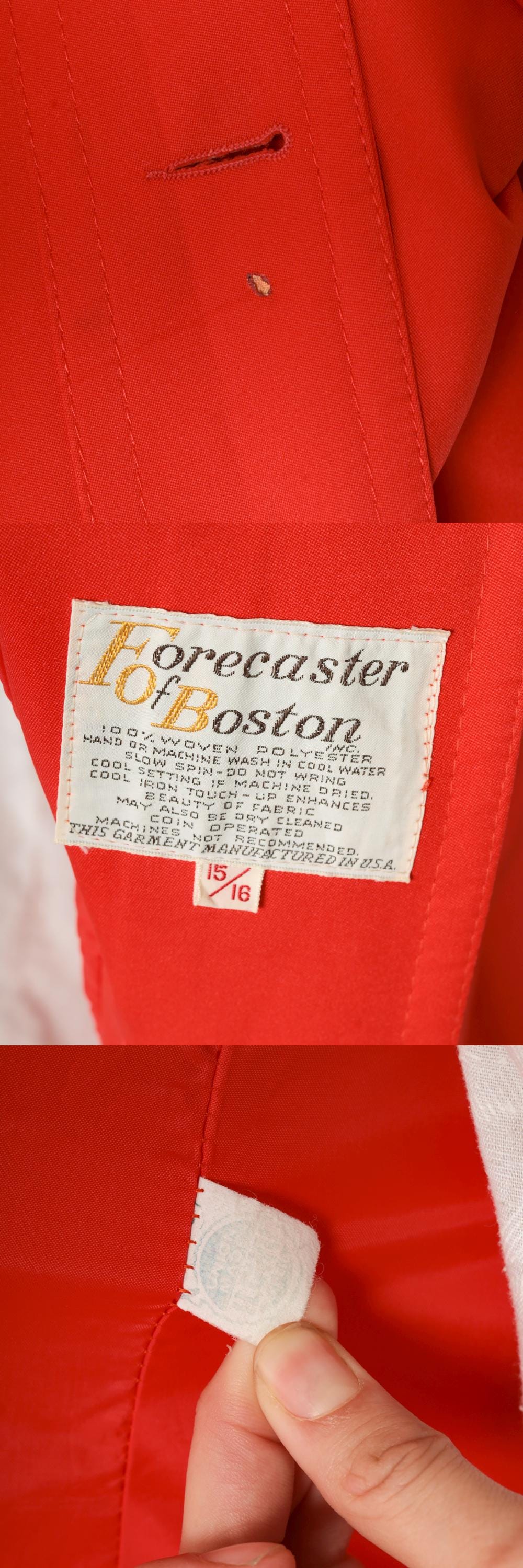 70s Forecaster of Boston Red Trench Coat Single Breasted A-Line Medium Large