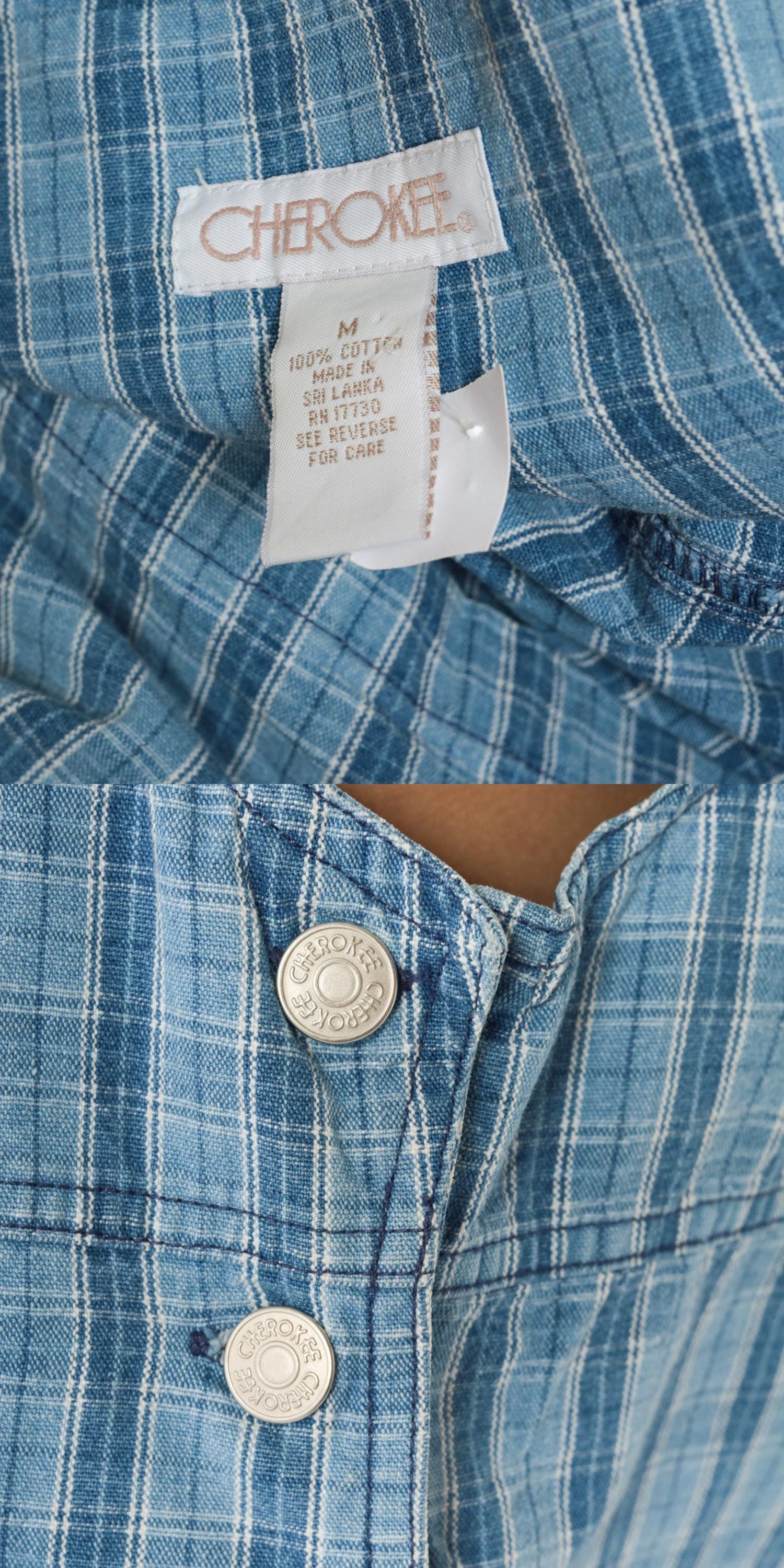 90s Cherokee Blue Plaid Mini Jumper Dress Sleeveless Shift Medium M