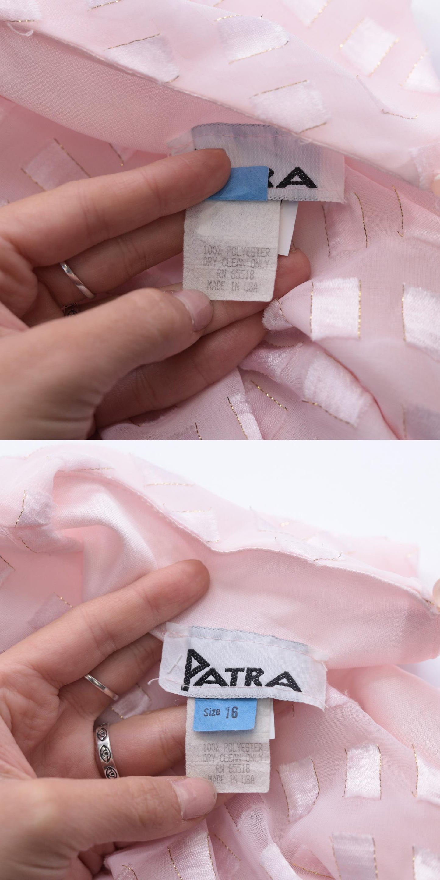 80s Patra Pink Midi Dress Drop Waist Puff Sleeve Ruffle Embossed Large L