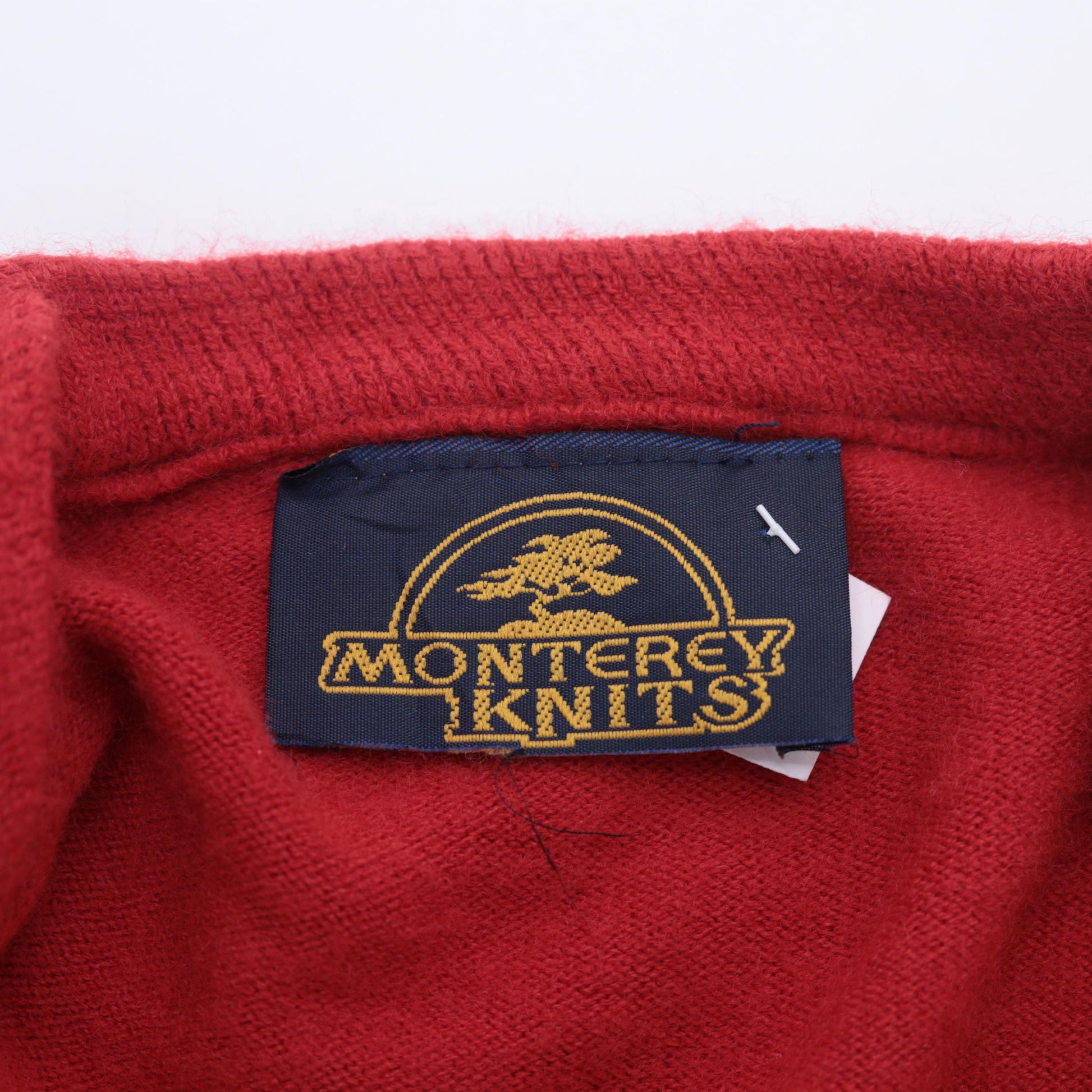 80s Monterey Knits Red V-Neck Pullover Sweater Medium Large
