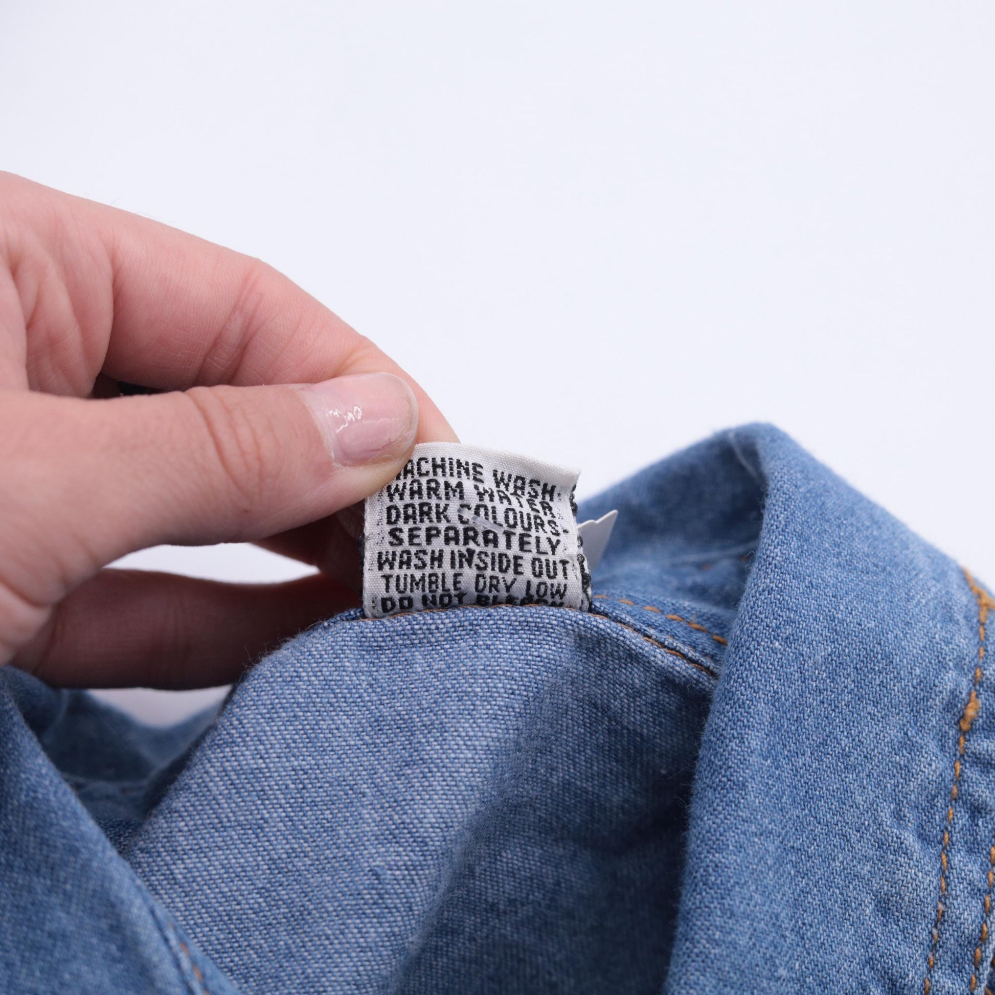 90s Blue Denim Button-Up Shirt Short Sleeve Collared Cotton Medium