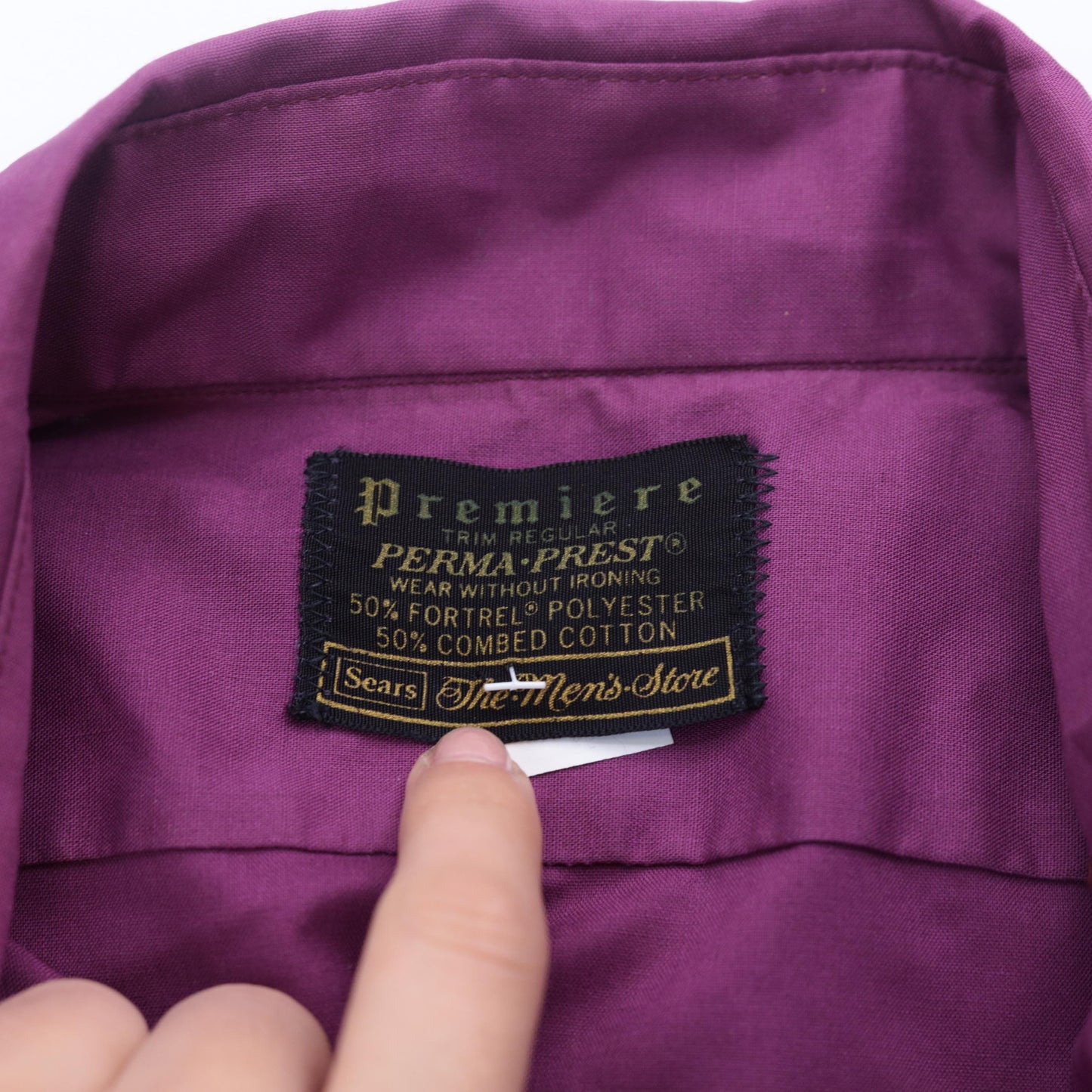 70s Sears Premiere Purple Oxford Button-Up Shirt Long Sleeve Men's Medium