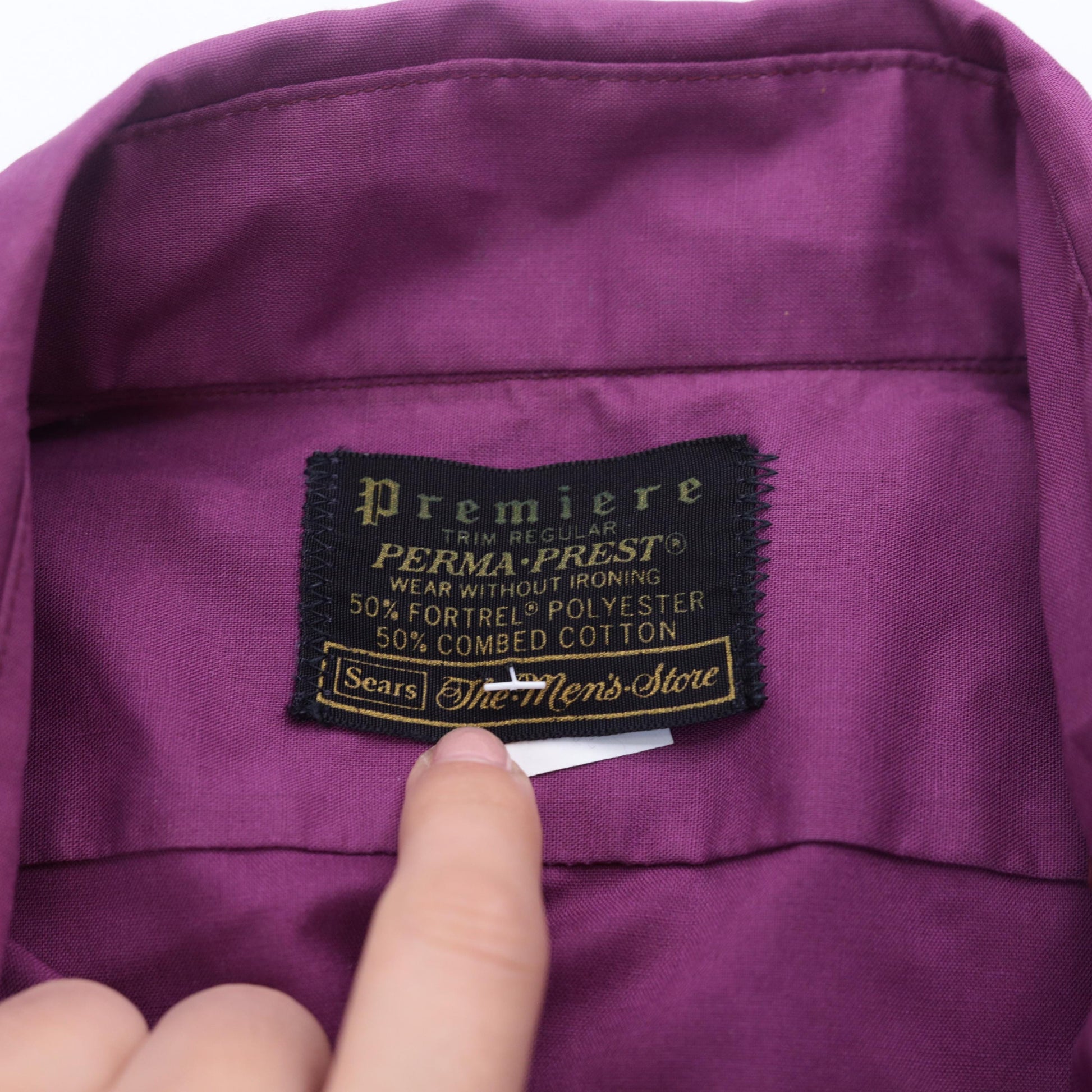 70s Sears Premiere Purple Oxford Button-Up Shirt Long Sleeve Men's Medium