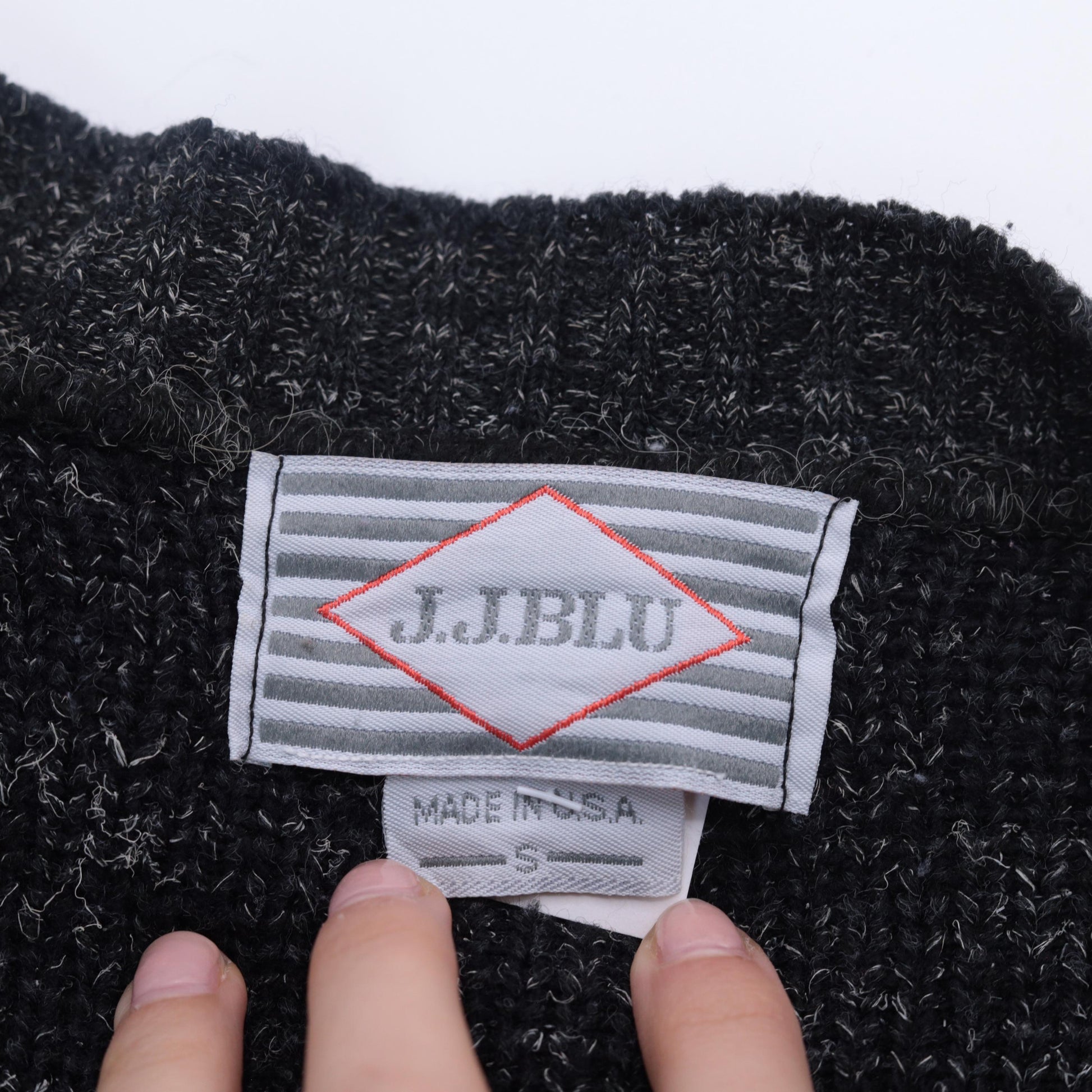 90s J.J. Blu Geometric Cardigan Grey Knit Abstract Button-Up Small