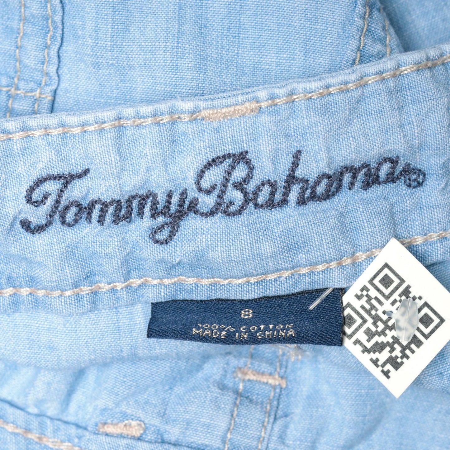 Tommy Bahama Light Wash Straight Leg Jeans Drawstring Waist Low Rise Size 8
