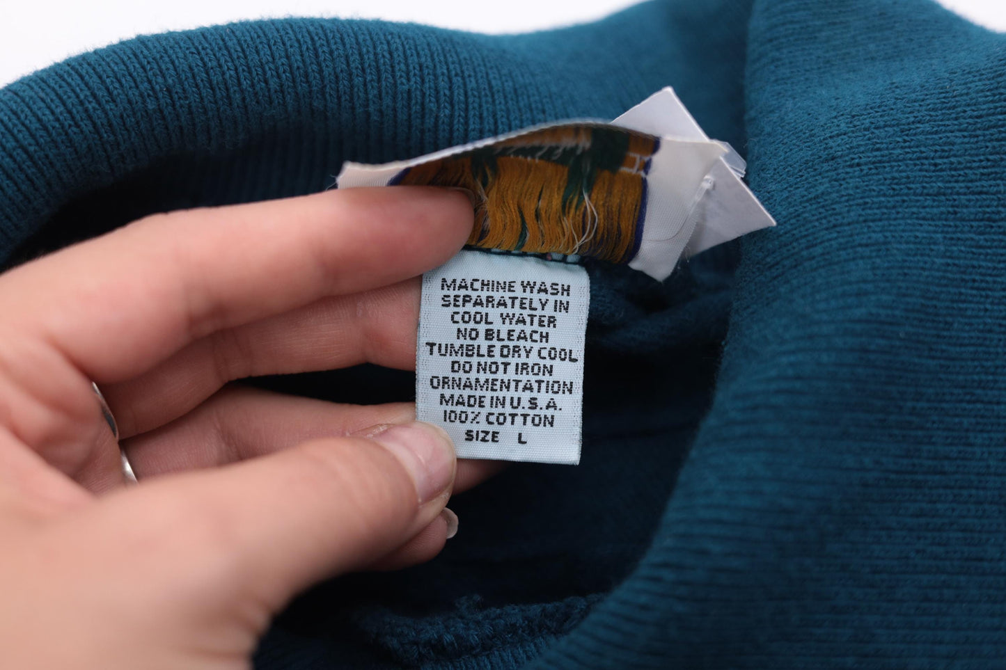 90s Alaska Wilderness Club Teal Sweatshirt Collared Cotton Large L