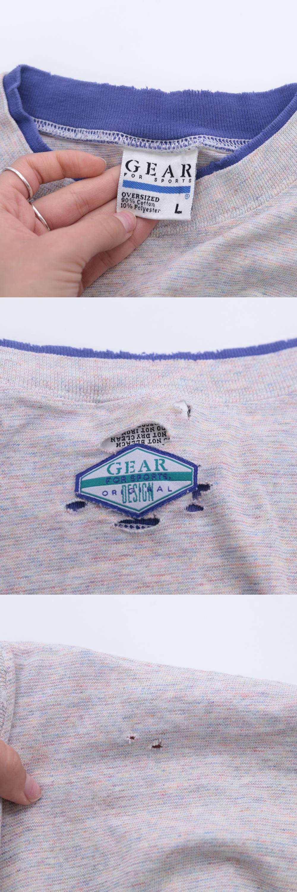 90s Thornblade Golf Club Crest Ringer Tee Heather Grey Blue Large L
